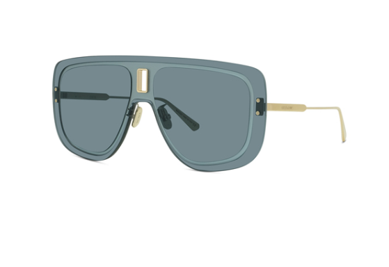 Christian Dior Ultra Gold & Blue Oval Women's Sunglasses - Luxury Fashion Shades for Summer & Beach Wear