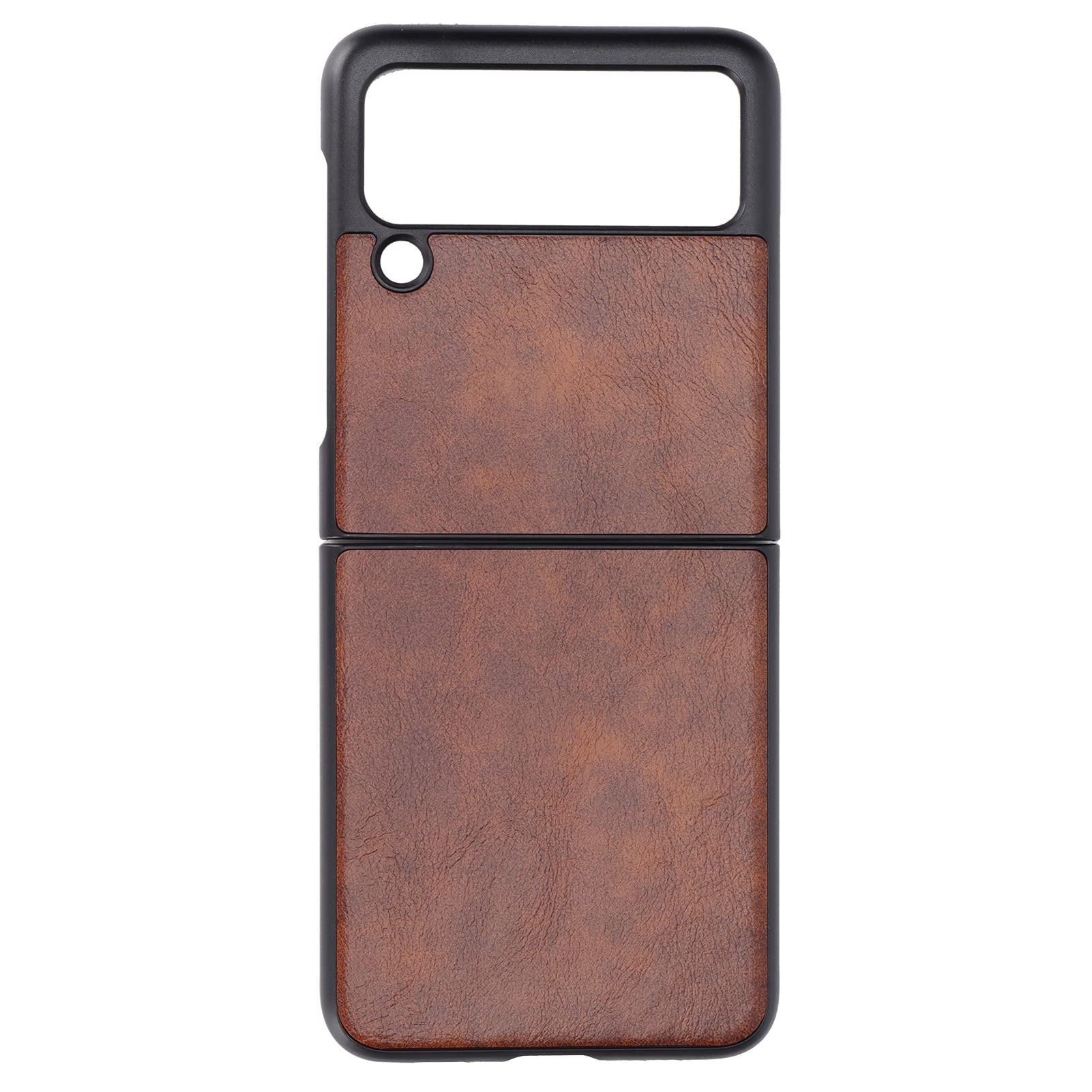 Shanrya Leather Texture Phone Case for Samsung Galaxy Z Flip 3 - Lightweight Durable PU Leather Cover with Anti-Scratch Protection | Perfect for Business & Everyday Use (Brown)