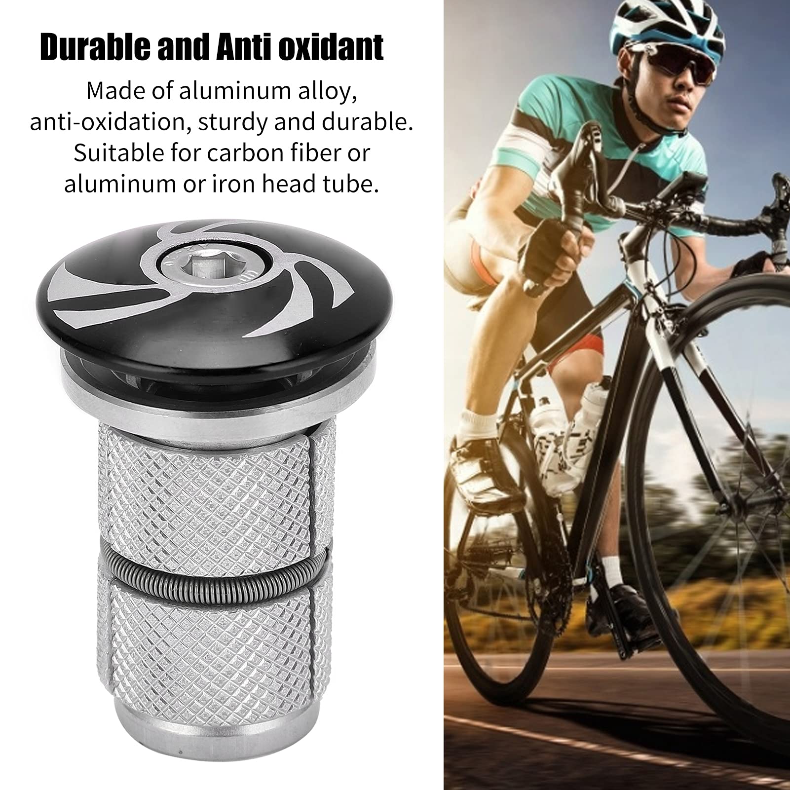 Vbestlife Bike Headset Compression Plug - Aluminum Alloy Shockproof Headset Top Cover Expander for Mountain & Road Bicycles (Black) | Durable Bike Parts for Off-Road Cycling & Commuting