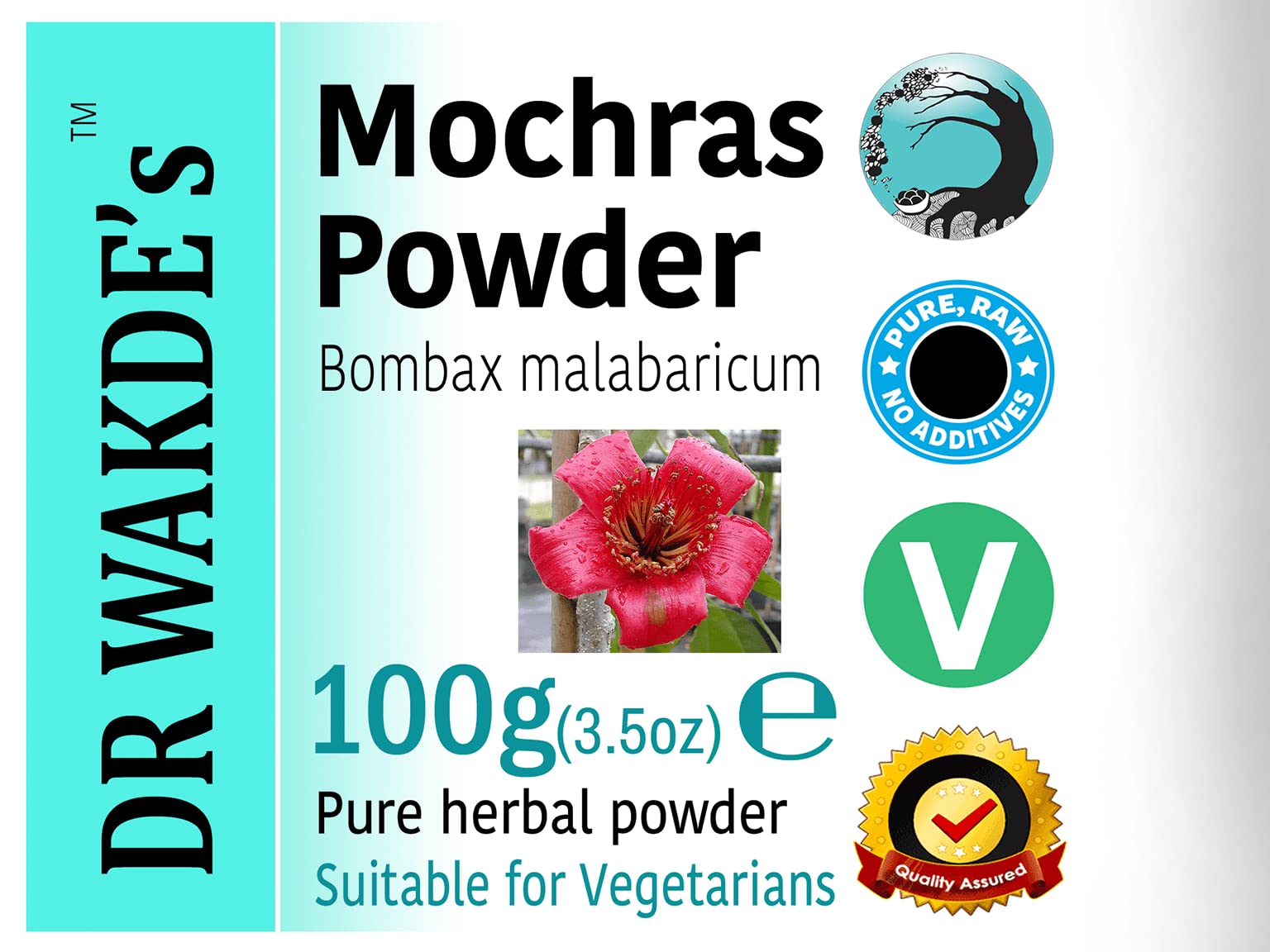 DR WAKDE'S Mochras Powder (Bombax malabaricum) - 100g (3.5oz) | Pure, Raw & Dried Natural Powder | Vegan, Premium Grade | No Additives | Perfect for Herbal Tea, Skincare & Ayurvedic Remedies