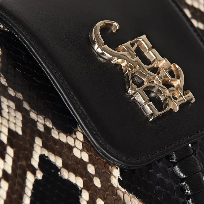 BOD88PI Cuadra Black Fashion Python Crossbody Bag for Women - Stylish & Elegant Purse for Daily Use, Parties & Travel