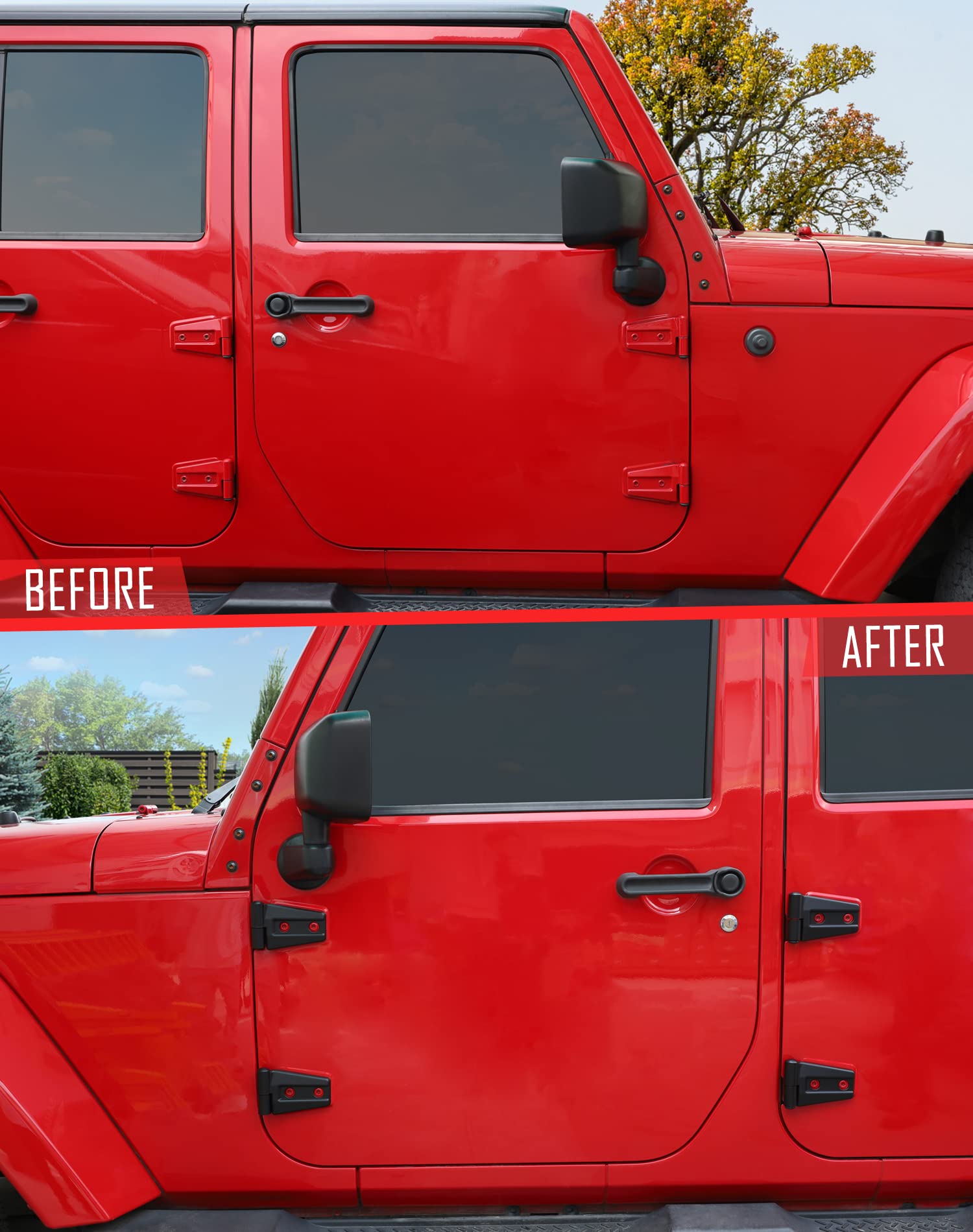JeCar Matte Black Door Hinge Cover Trim - Exterior Accessories for 2007-2018 Jeep Wrangler JK JKU (Sport, Rubicon, Sahara) | Durable Protection & Stylish Upgrade for Off-Road Adventures