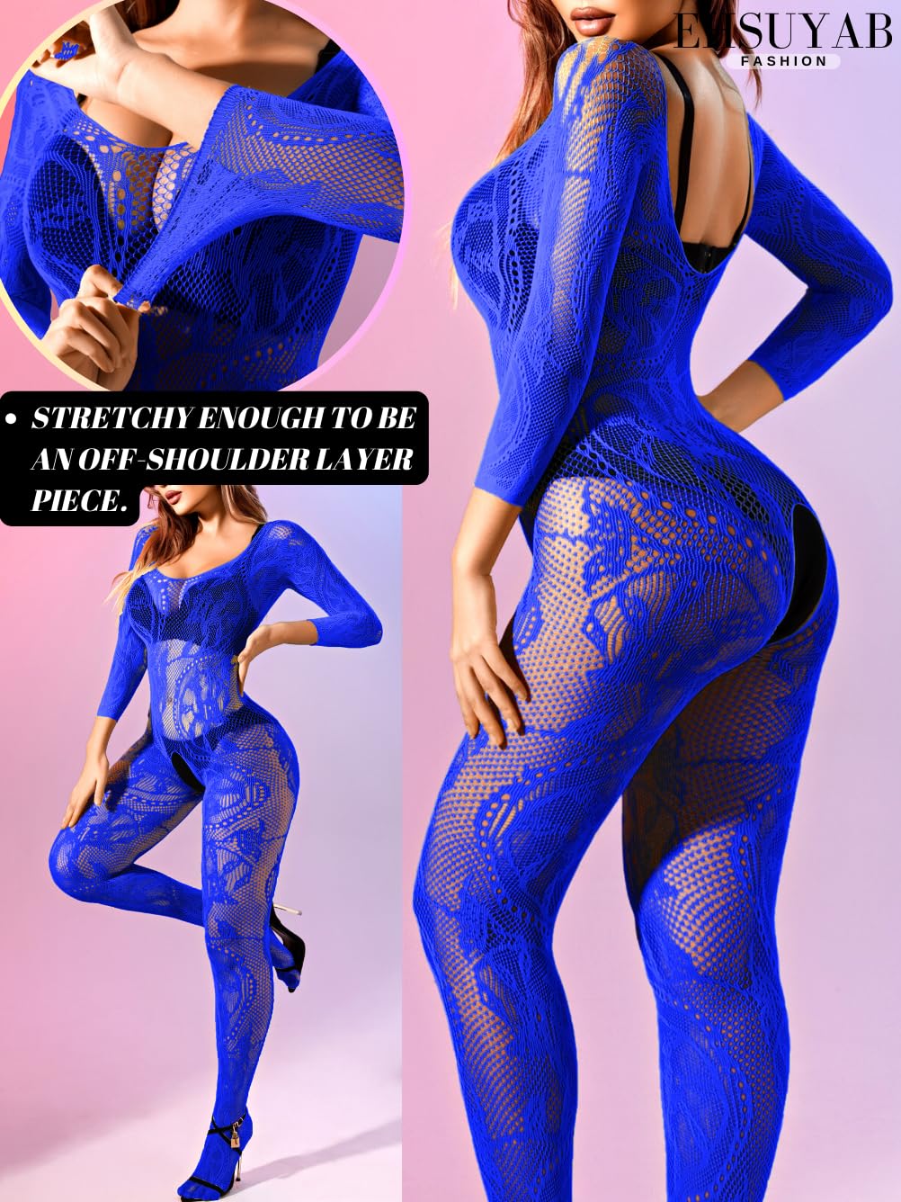 Sexy Women's Fishnet Bodysuit Lingerie - Plus Size Exotic Dance Wear for Glow Party, Rave & Nightclub Outfits | Perfect for Halloween, Cosplay & Sensual Occasions