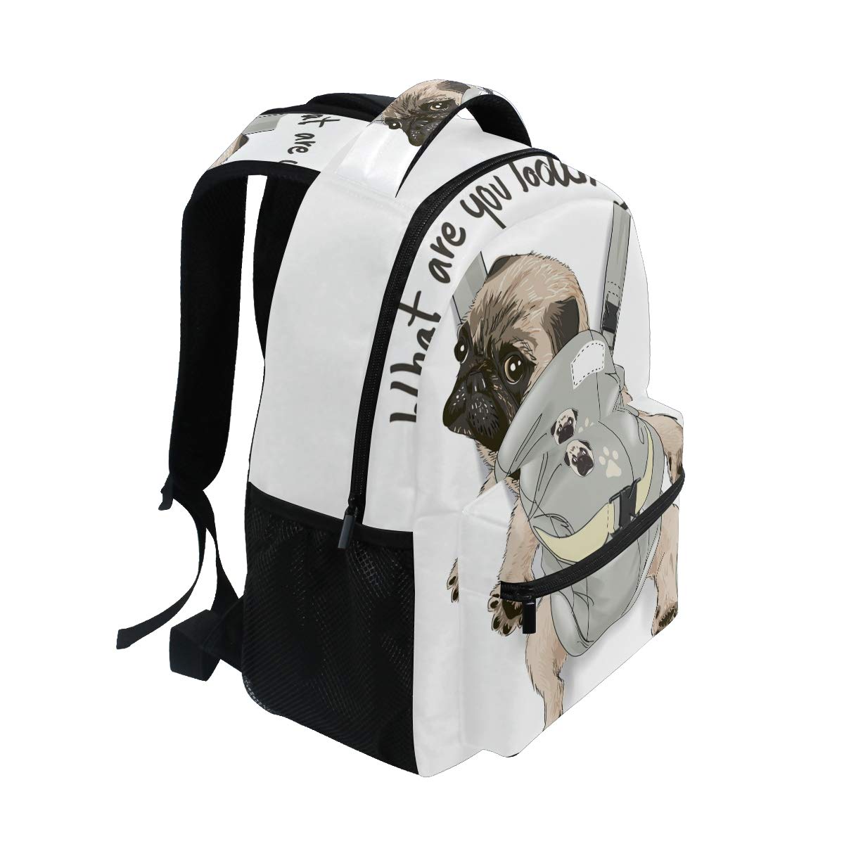 ALAZA Pug Dog Print Large Backpack for Kids - Cute Puppy Design with Funny Quote, Durable School Bag for Boys & Girls, Laptop/Tablet Compartment, Multiple Pockets - Perfect for School, Travel & Daily Use