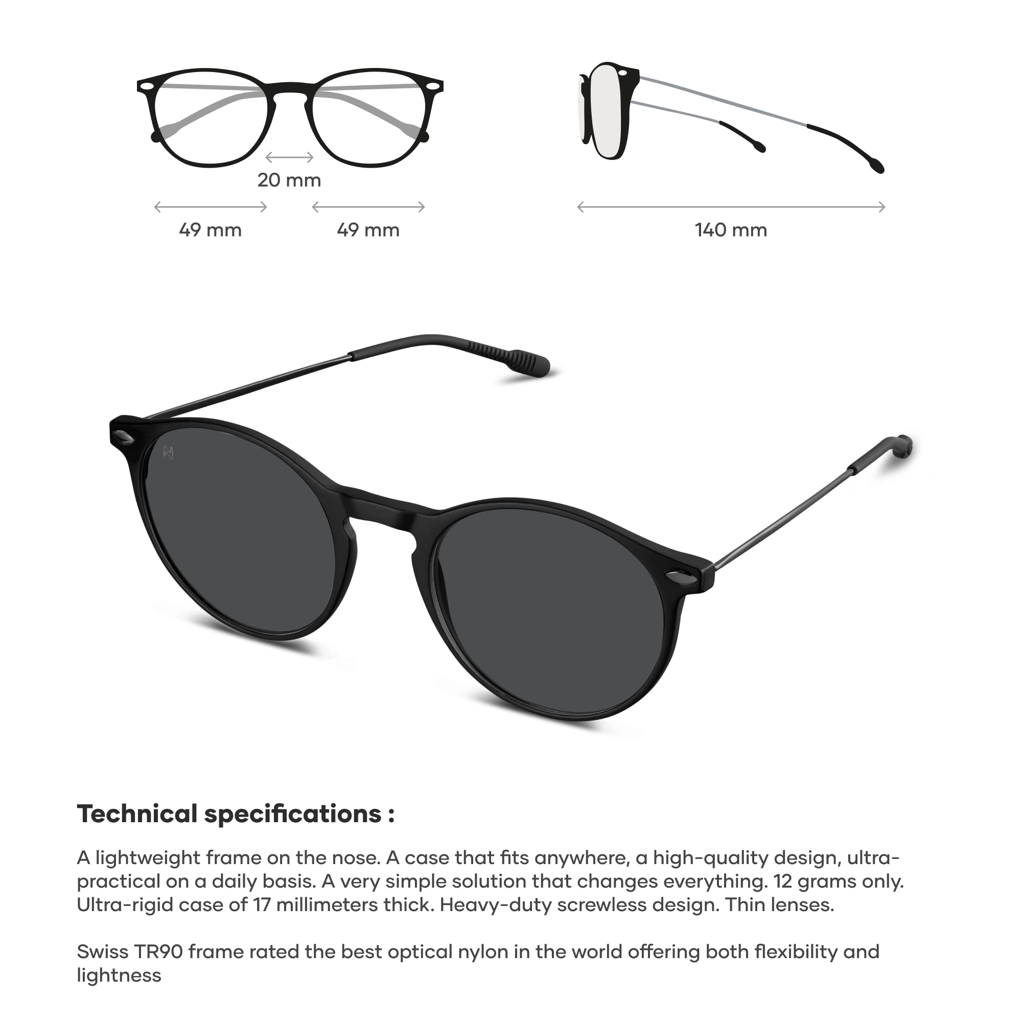 NOOZ Polarized Sunglasses for Men & Women - 100% UV Protection - Lightweight & Durable - Includes Compact Case - CRUZ Collection - Perfect for Driving, Beach & Outdoor Activities