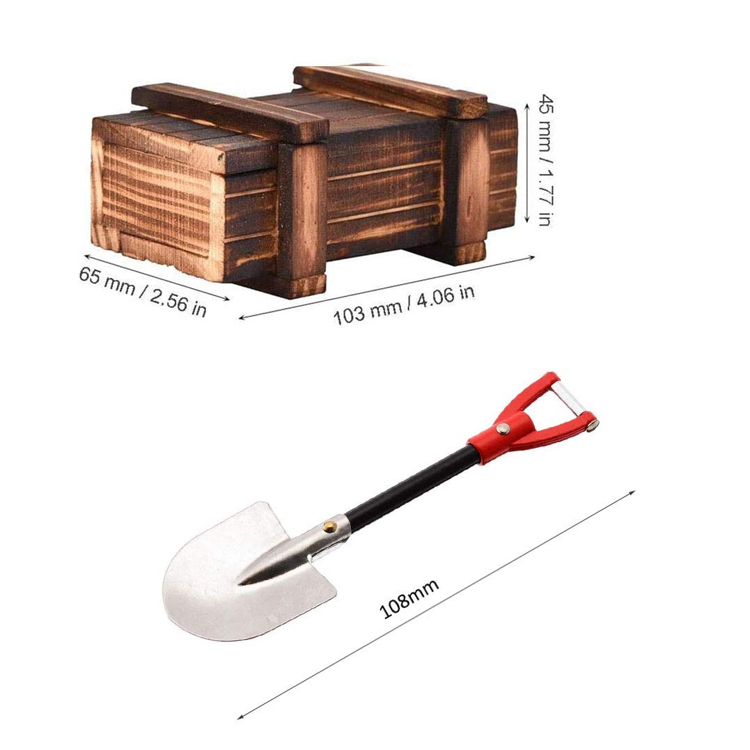 6PCS 1:10 Scale RC Crawler Car Accessories - Realistic Luggage Case, Luggage Net, Wooden Box & Shovel Decor for TRX4, SCX10, 90046, CC01, D90, D110 - Perfect for Off-Road Adventure & Display (Red)