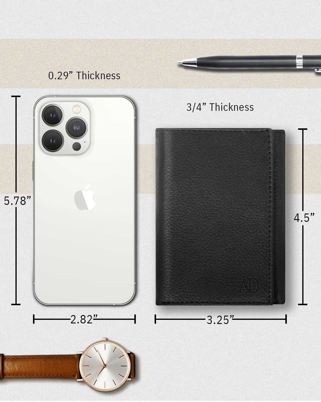 Slim RFID Blocking Trifold Wallet for Men - Genuine Leather Front Pocket Wallet with ID Window - Secure Personal Data - Perfect Gift for Dad, Husband, Boyfriend - Ideal for Travel, Work & Everyday Use
