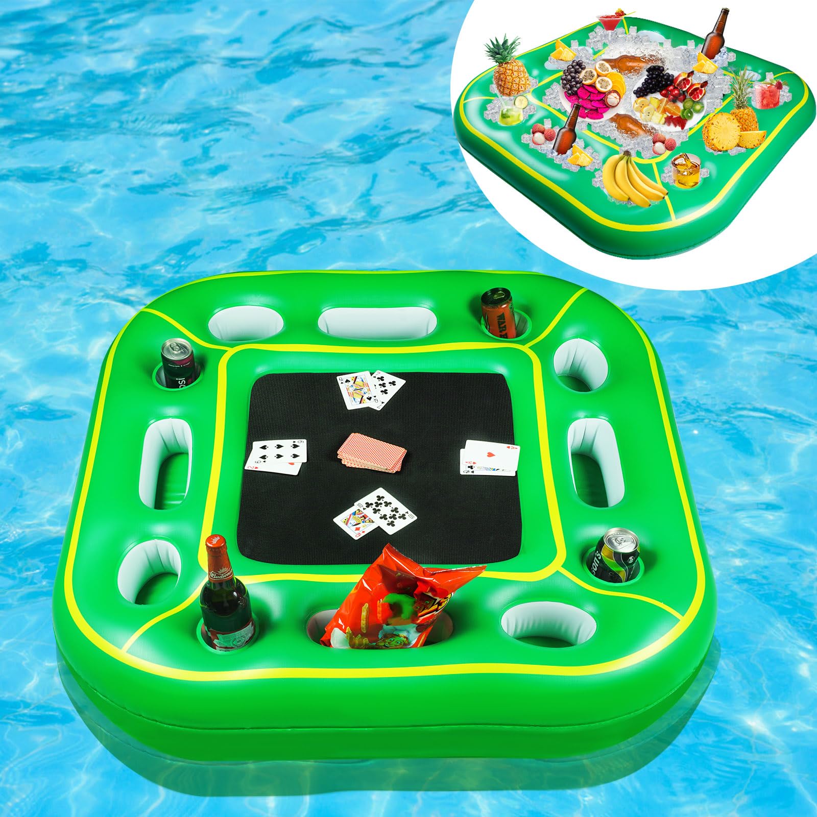 **Digi Floating Pool Games Table for Adults - Durable Foam Pool Accessories, Hot Tub Tray & Inflatable Food Drink Holder - Perfect for Summer Parties, Indoor/Outdoor, Beach & Pool Fun**