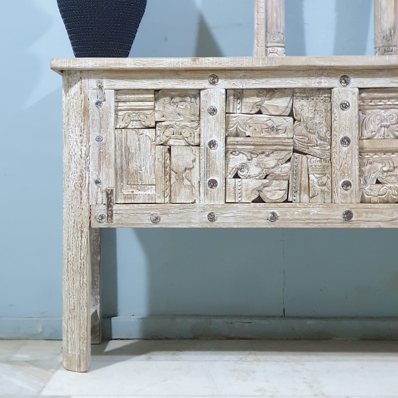 Handmade Solid Hardwood Carved Console Table - 59