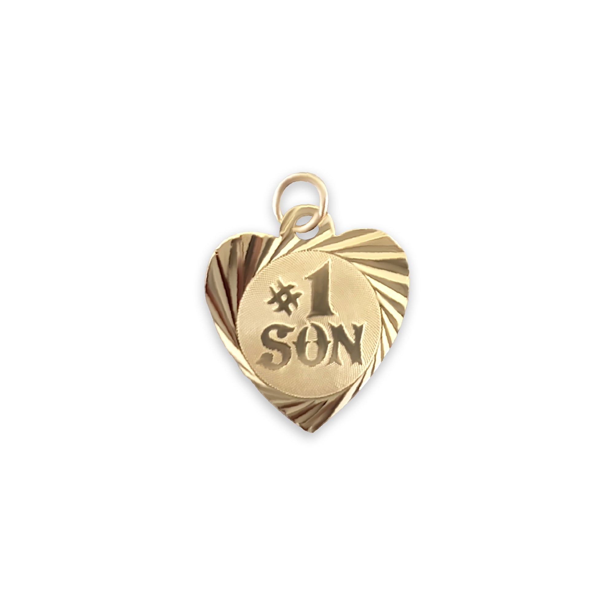 14K Yellow Gold Diamond-Cut Number One Son Charm Pendant - Perfect for Gifts, Birthdays & Special Occasions