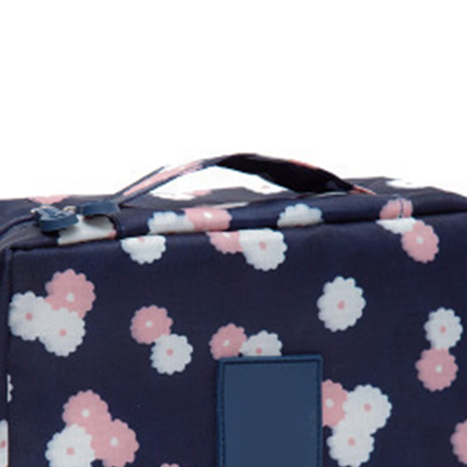 Waterproof Tetragonum Makeup Bag with Sturdy Handle - Travel Cosmetic Organizer for Women, Navy Blue - Perfect for Airplane Carry-on, Gym & Daily Essentials Storage