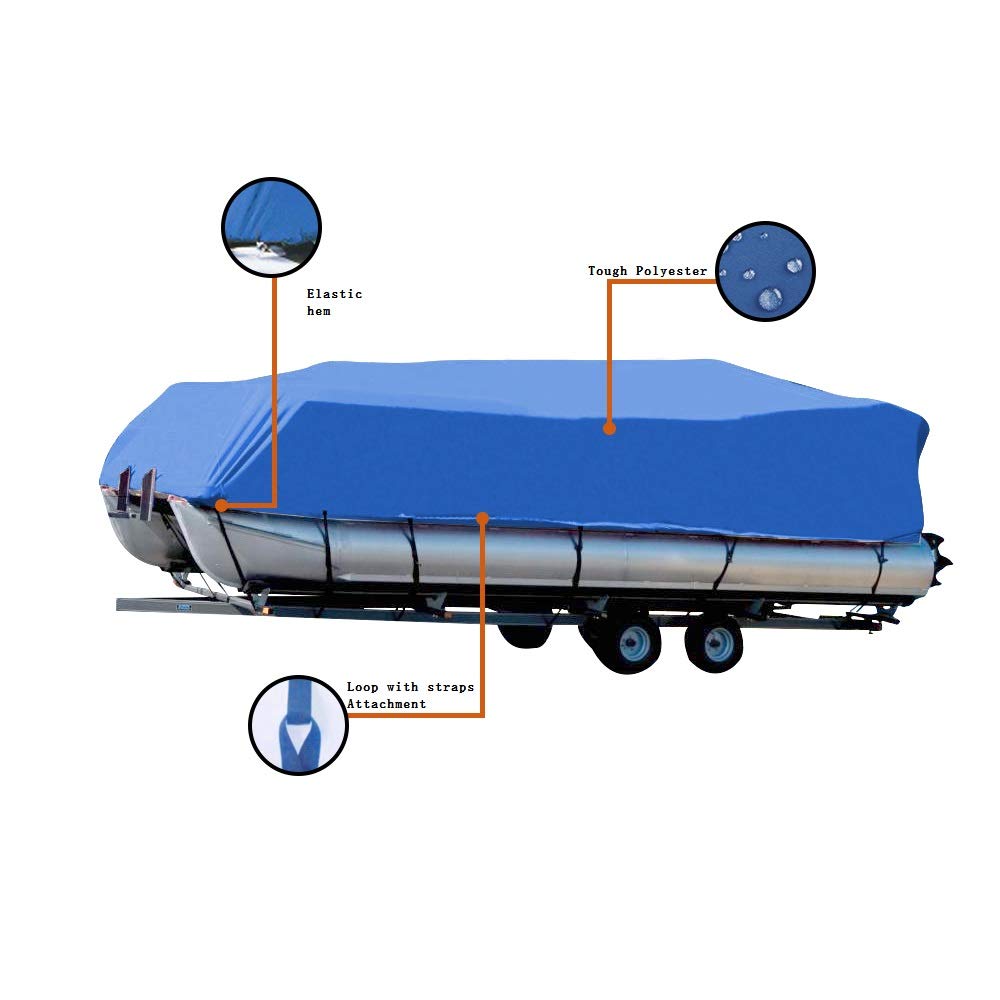 Seamander Heavy Duty Waterproof Pontoon Boat Cover 17ft-20ft, Fits Beam Width Up to 96 Inches - Trailerable Protection for Outdoor Storage & Marine Use