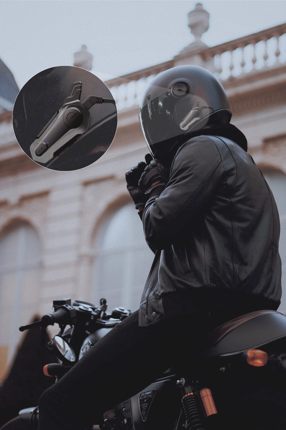 eECO-FLYING Motorcycle Bluetooth Headset - 1000m Intercom Range, CVC Noise Cancellation, IPX6 Waterproof, 2-Rider Communication System (Compatible with Half Helmets) | Perfect for Group Rides, Touring & Urban Commuting