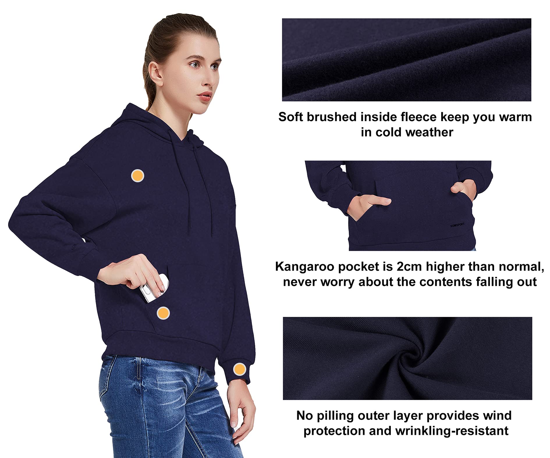 Women's Casual Pullover Hoodie with Drawstring & Pocket - Soft Fleece Sweatshirt for Everyday Wear (Sizes S-2XL) | Perfect for Gym, Running, Outdoor Activities & Lounge Wear