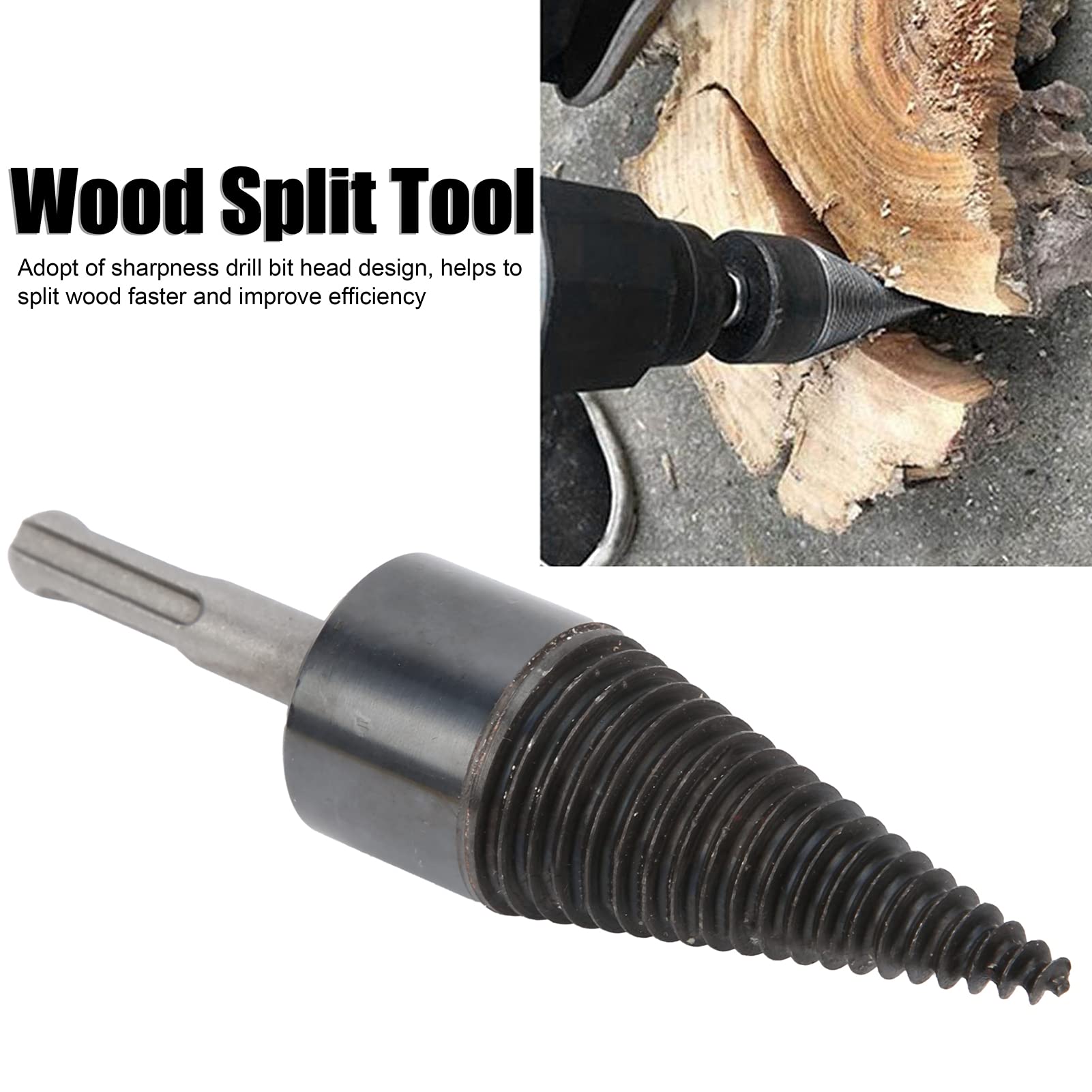 Durable High-Speed Steel Wood Splitting Cone Punch Drill Bit - 2Pcs Set for Electric Hammer, Water Drill & Impact Drill | Perfect for Firewood Cutting, Log Splitting & DIY Woodworking Projects