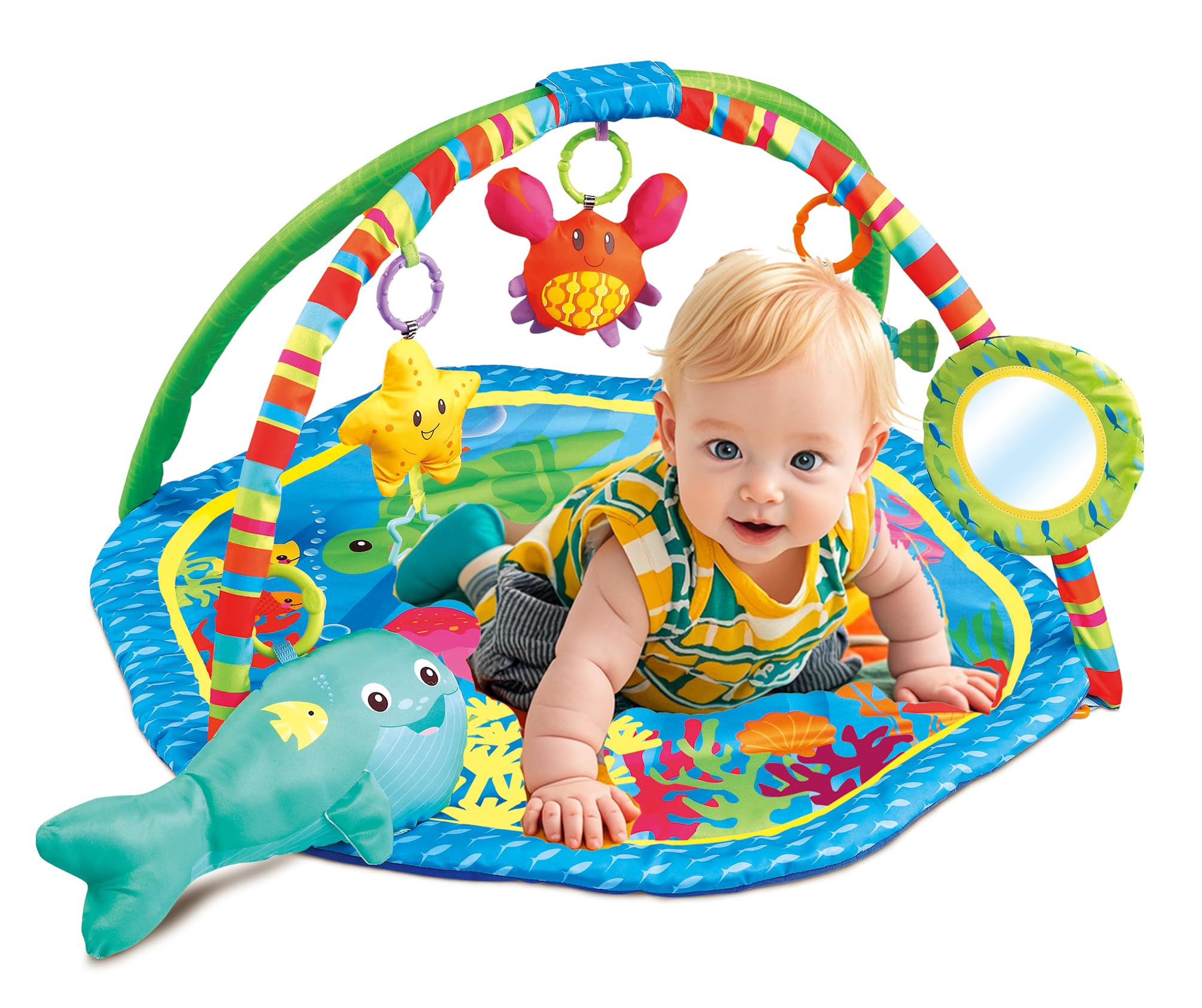 Baby Activity Play Gym Mat with Ocean Park Theme, Hanging Toys & Animal Figures - 30