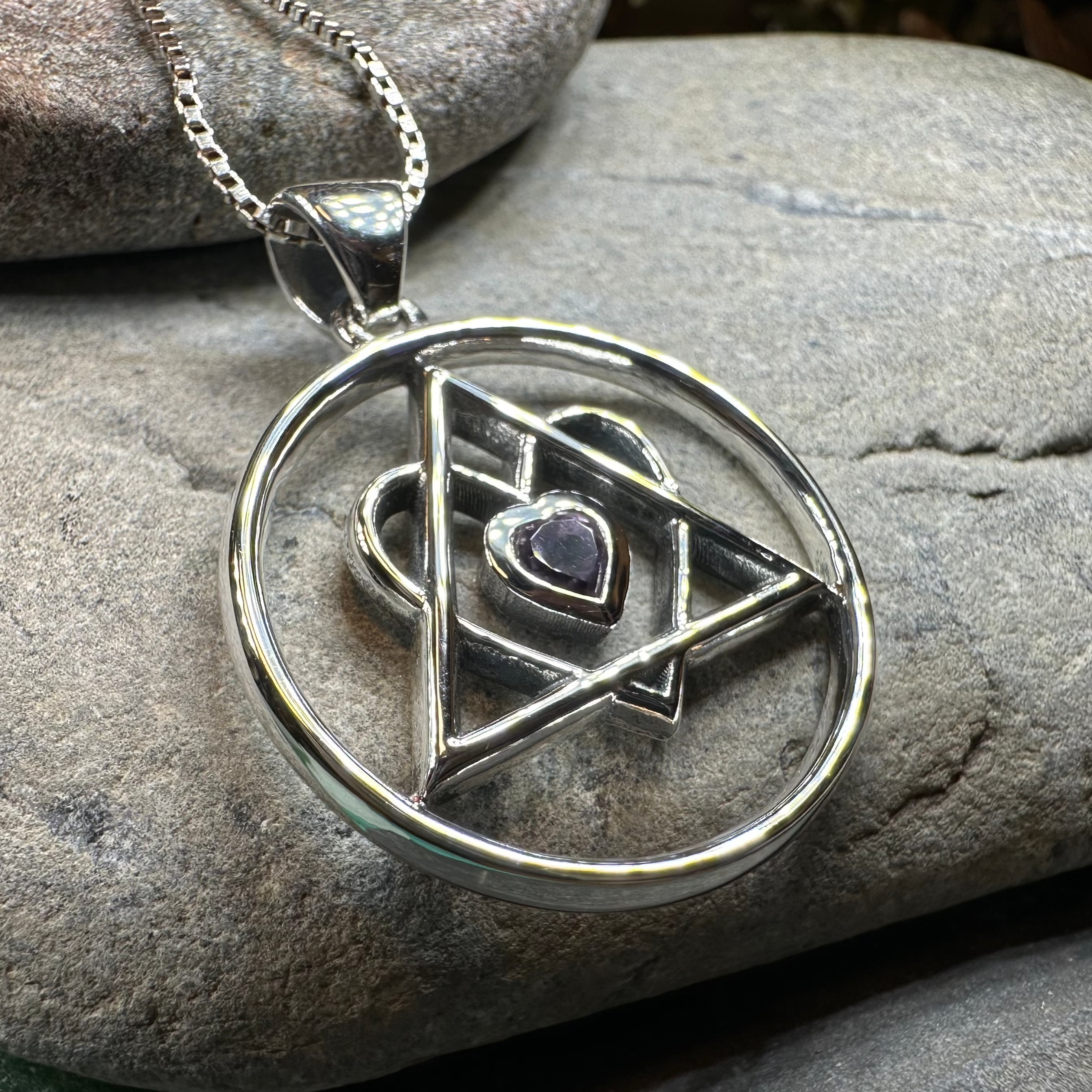 AA Sobriety Necklace - Genuine Amethyst Heart Pendant for Recovery & Support | Spiritual Healing Jewelry for Women & Men | Perfect Sobriety Gift for 12-Step Programs