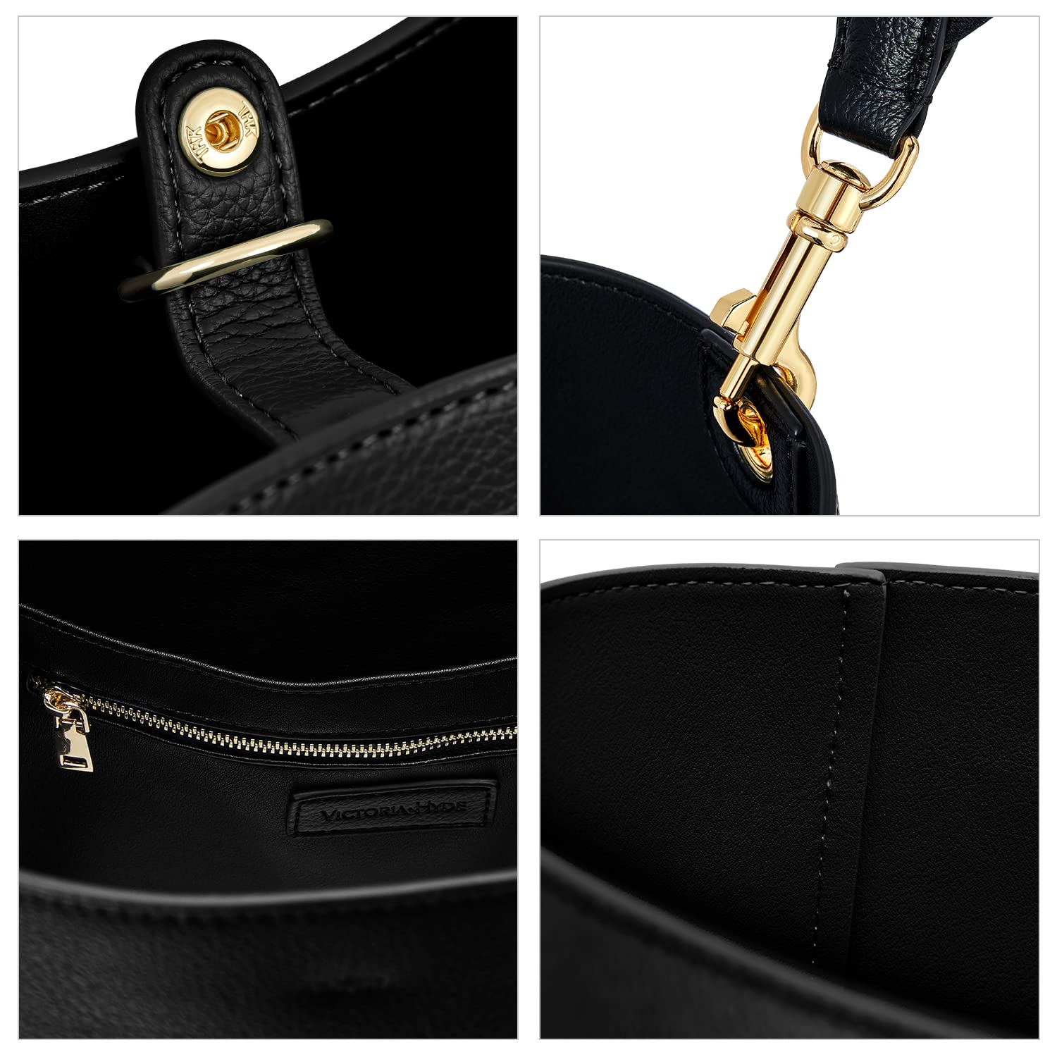 VICTORIA HYDE Women's Leather Fashion Buckle Bucket Bag - Large Capacity Shoulder Handbag Purse for Work, Travel & Everyday Use