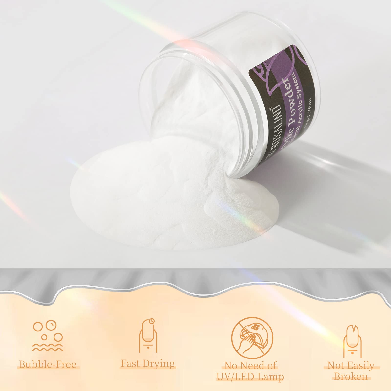 ROSALIND 4.2oz Opal White Acrylic Nail Powder - Professional Polymer Powder for Acrylic Nail Extensions & French Nail Carving | No UV Lamp Needed | Perfect for Salon Professionals & DIY Manicures at Home