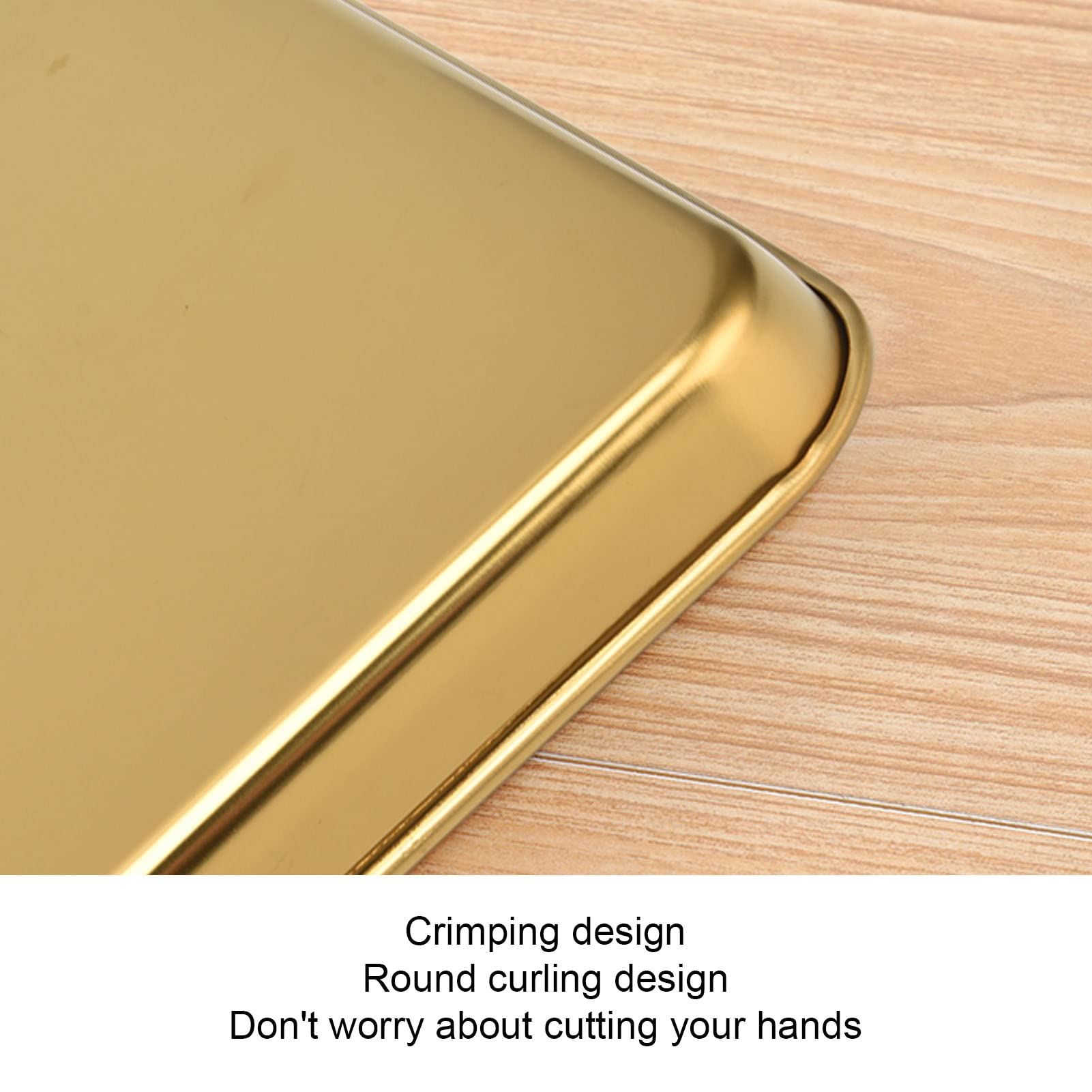 Premium Stainless Steel Serving Trays - Gold Decorative Metal Food Trays for Restaurants & Home Use | Jewelry Display & Storage | Elegant Dining & Party Serving
