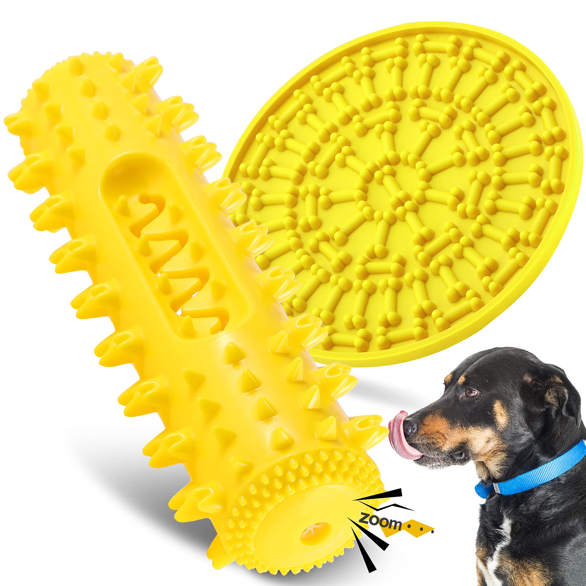 FiGoal Indestructible Dog Chew Toy for Aggressive Chewers - Interactive with Sound & Snack Pad