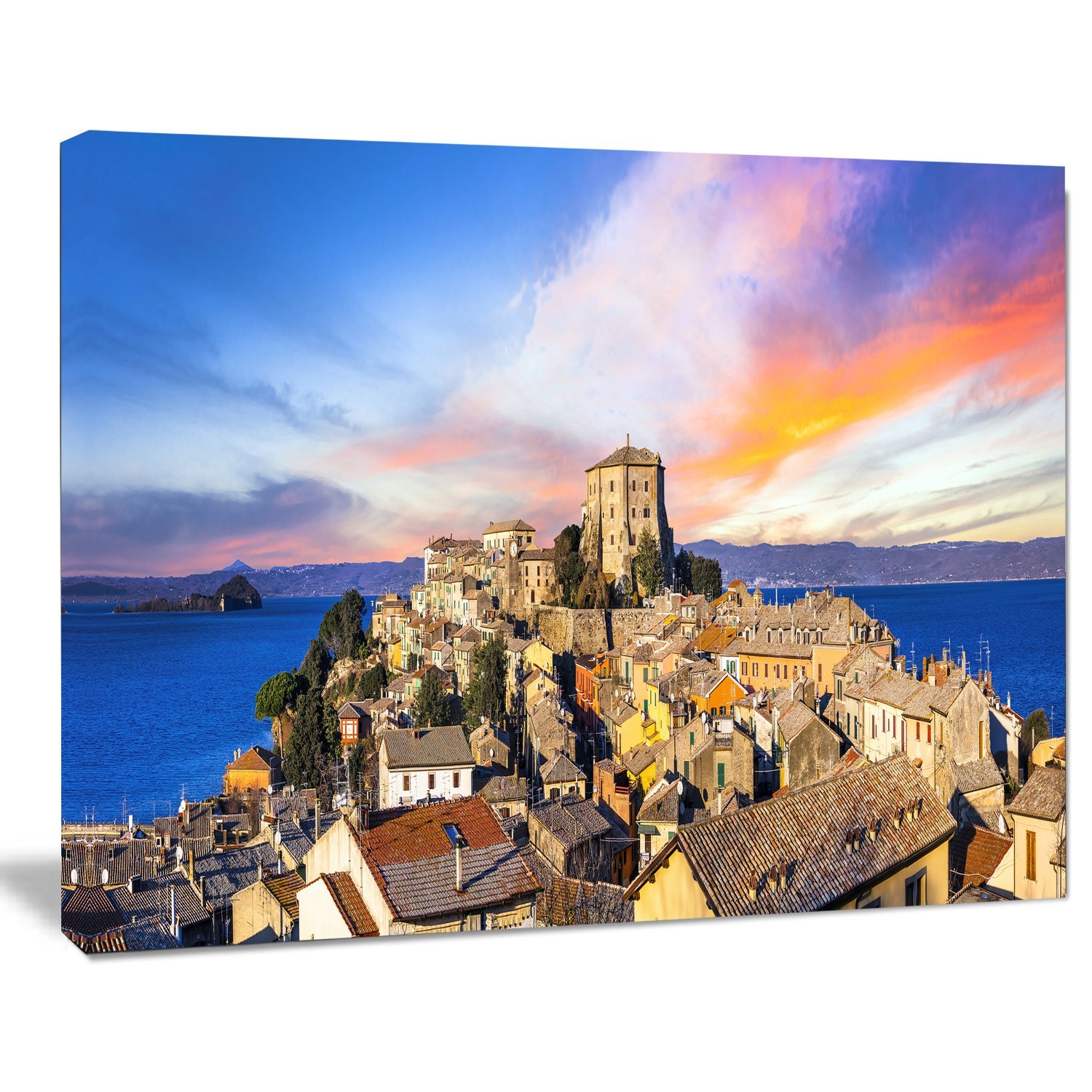 Medieval Village Capodimonte Landscape Photography Canvas Print - Wall Art Decor for Living Room, Bedroom & Office