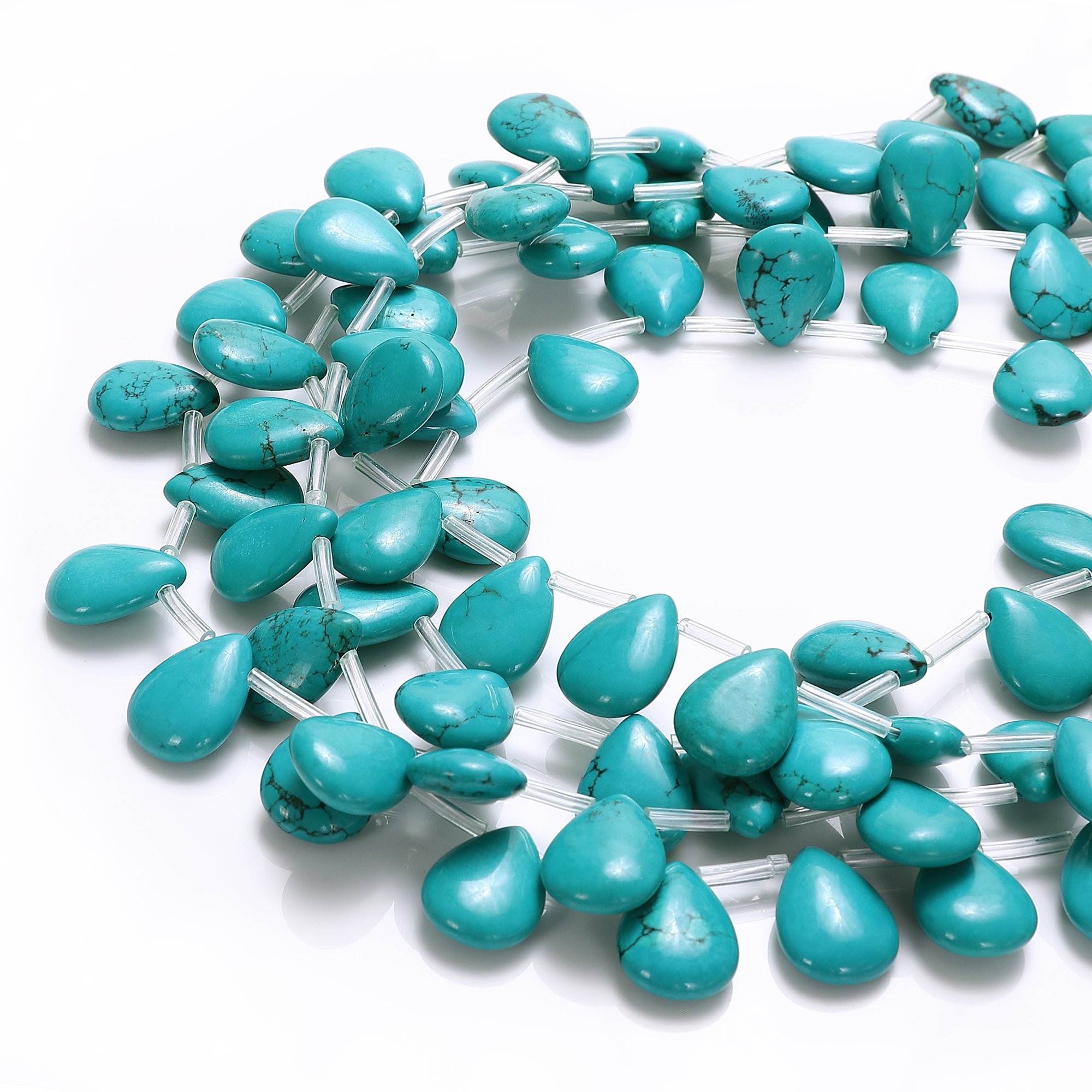 Blue Green Turquoise Top Drilled Teardrop Beads 12x16mm - 15.5 Inch Strand for Jewelry Making, DIY Crafts, Necklace & Bracelet Designs