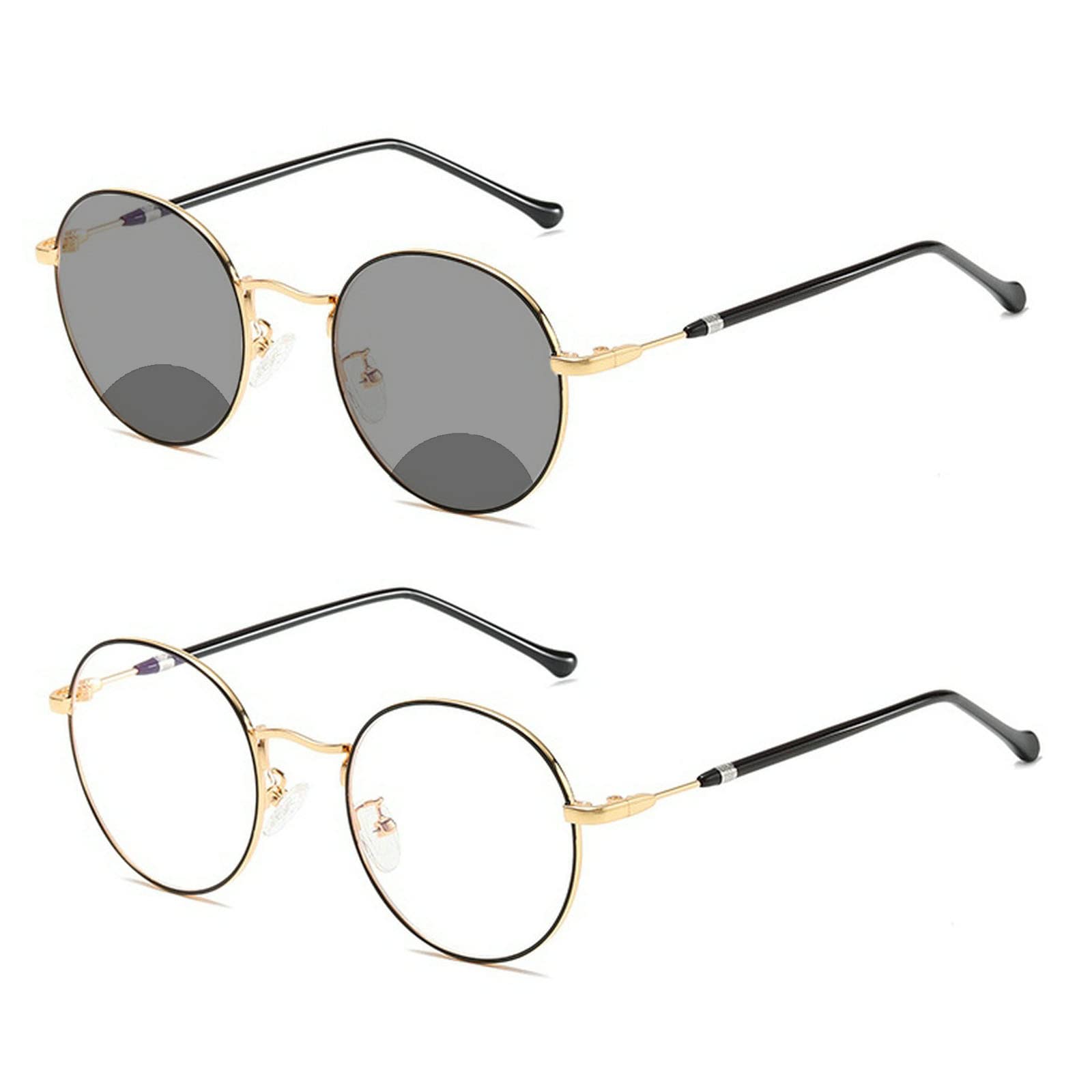 Round Bifocal Reading Glasses with Photochromic Lenses for Men & Women - Indoor/Outdoor Use