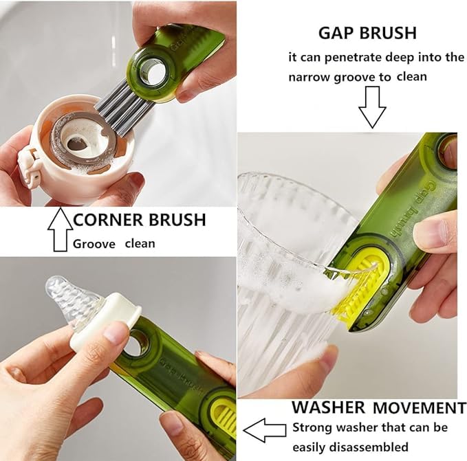 3-Pack Multipurpose Bottle Gap Cleaner Brush Set - Cup Cover & Crevice Cleaning Tools for Water Bottles, Straws, and Home Kitchen Accessories - Perfect for Deep Cleaning Hard-to-Reach Spots in Baby Bottles, Travel Mugs, and Reusable Drinkware