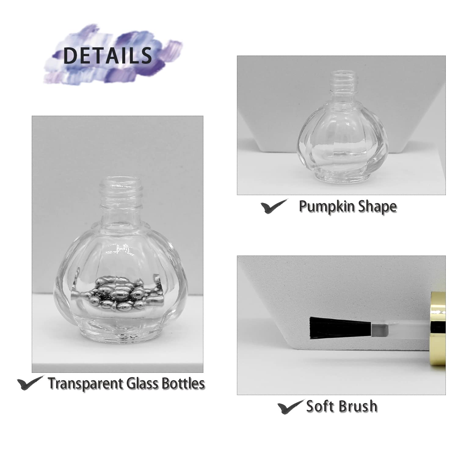 6PCS 10ML Empty Nail Polish Bottles with Brush - Refillable DIY Glass Nail Polish Containers with Funnel & Mixing Balls (Golden Cap) - Perfect for Nail Art, Salon Use & DIY Manicure at Home