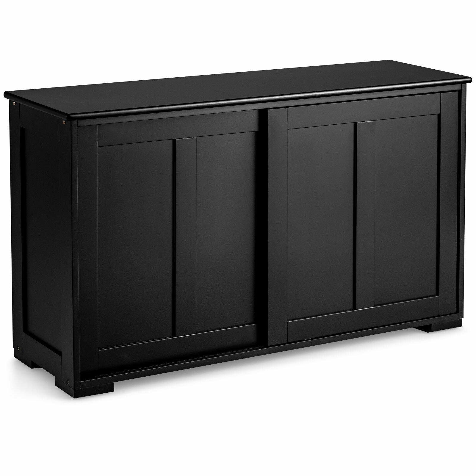 BouboboP Wooden Kitchen Storage Cabinet with Sliding Doors - Black Buffet Sideboard for Pantry Organization | Perfect for Small Kitchens, Dining Rooms & Home Storage Solutions