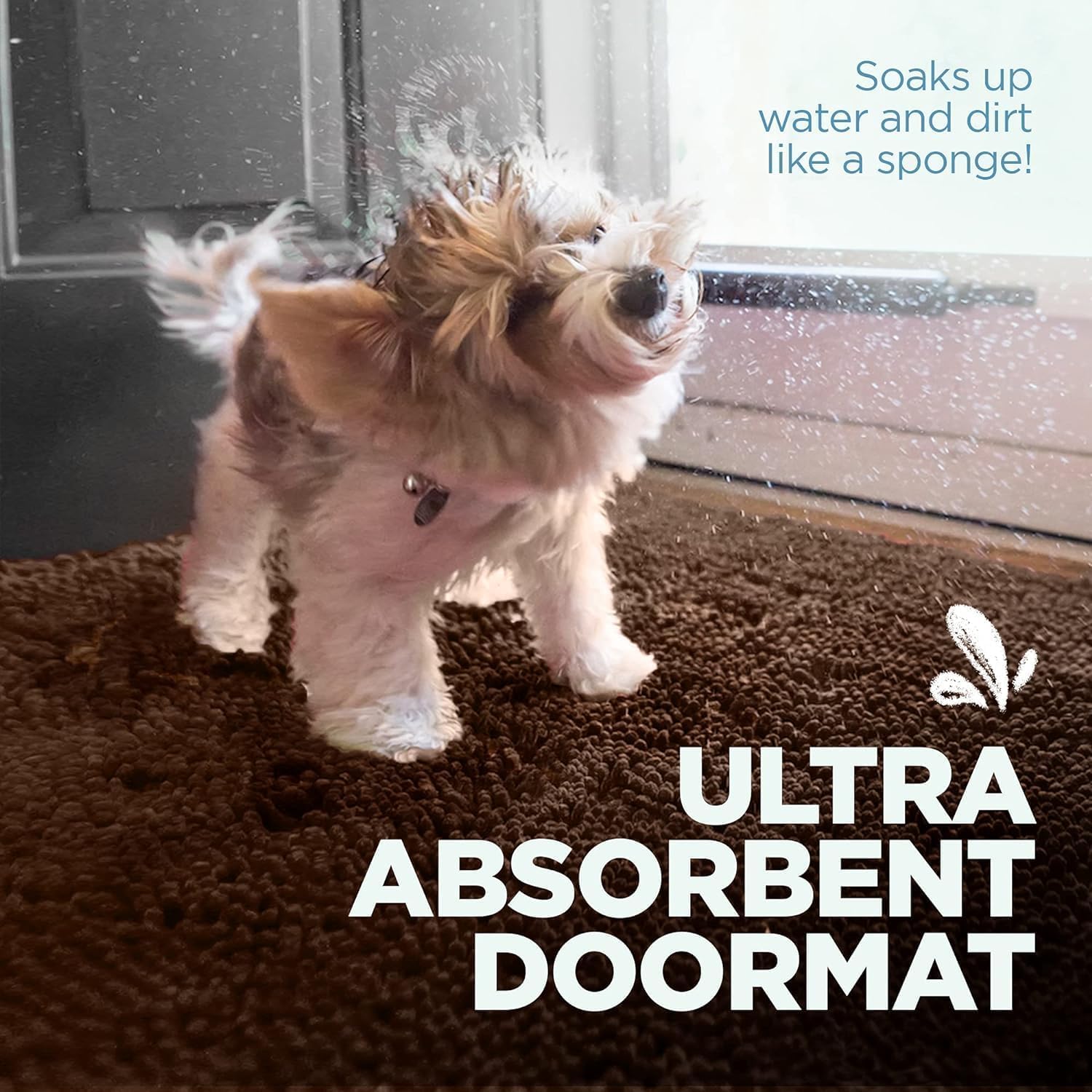Ultra-Absorbent Soggy Doggy Doormat - Microfiber Chenille Indoor Wet Dog Mat for Muddy Paws, Drying & Pet Comfort - Dark Chocolate Non-Slip Mat for Entryway, Bedroom & Pet Lounge Areas
