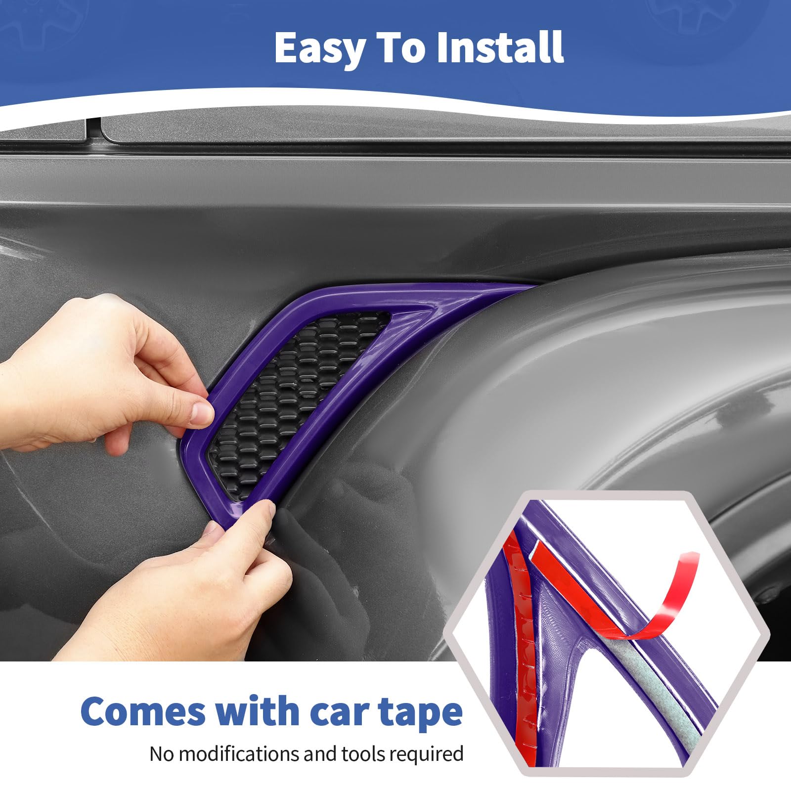 RT-TCZ Jeep JL Side Fender Vent Decal Trim Cover - Compatible with Jeep Wrangler JL/JLU & Gladiator JT (2018-2024) - Purple Exterior Accessories (2-Piece Set) - Enhance Off-Road Style & Protection