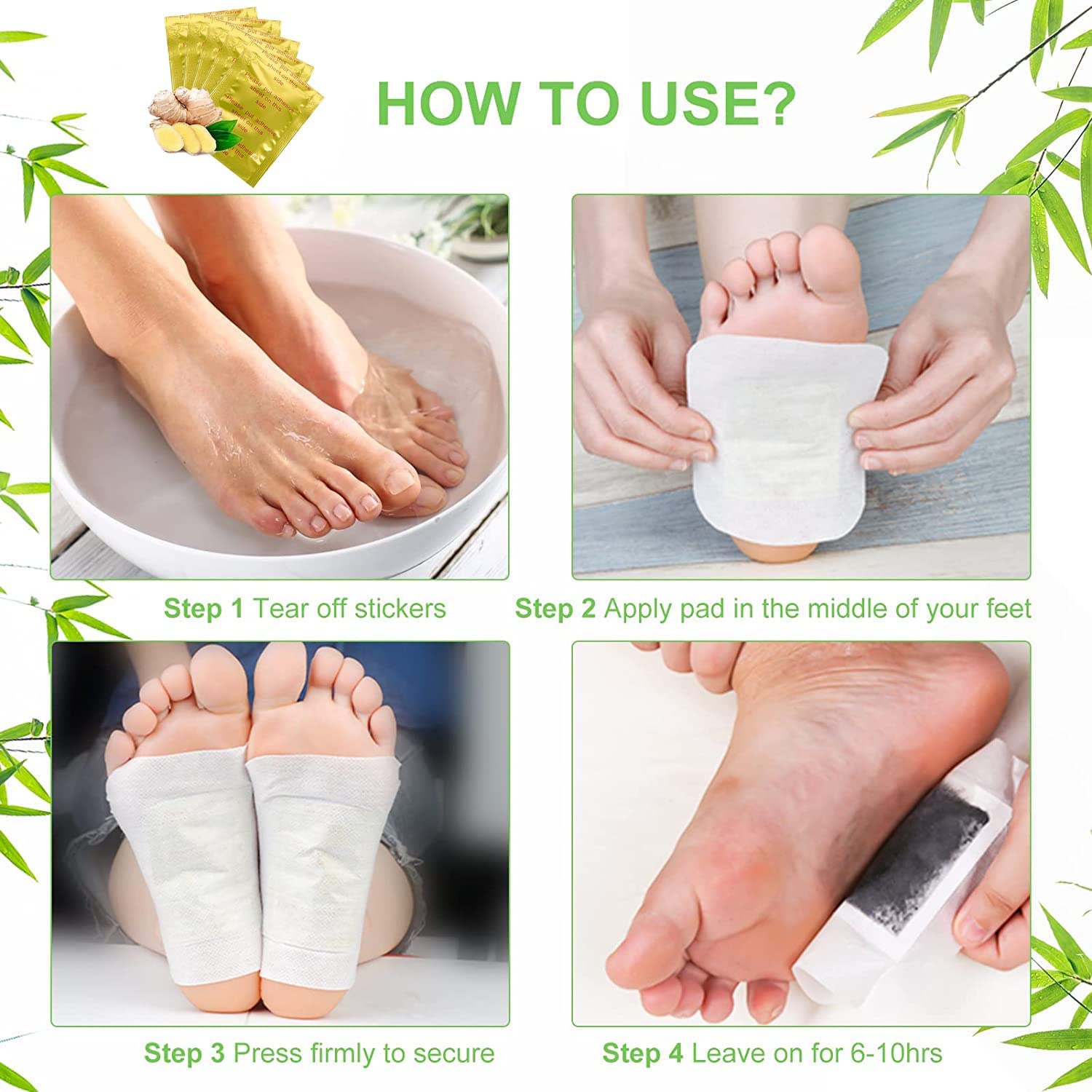 Prishva® Organic Detox Foot Pads - Natural Ginger & Herbal Ingredients for Toxin Removal, Stress Relief & Better Sleep - Pain-Free Adhesive Foot Pads for Body Cleansing (10 Pads) - Perfect for Nighttime Use, Spa Days & Post-Workout Recovery