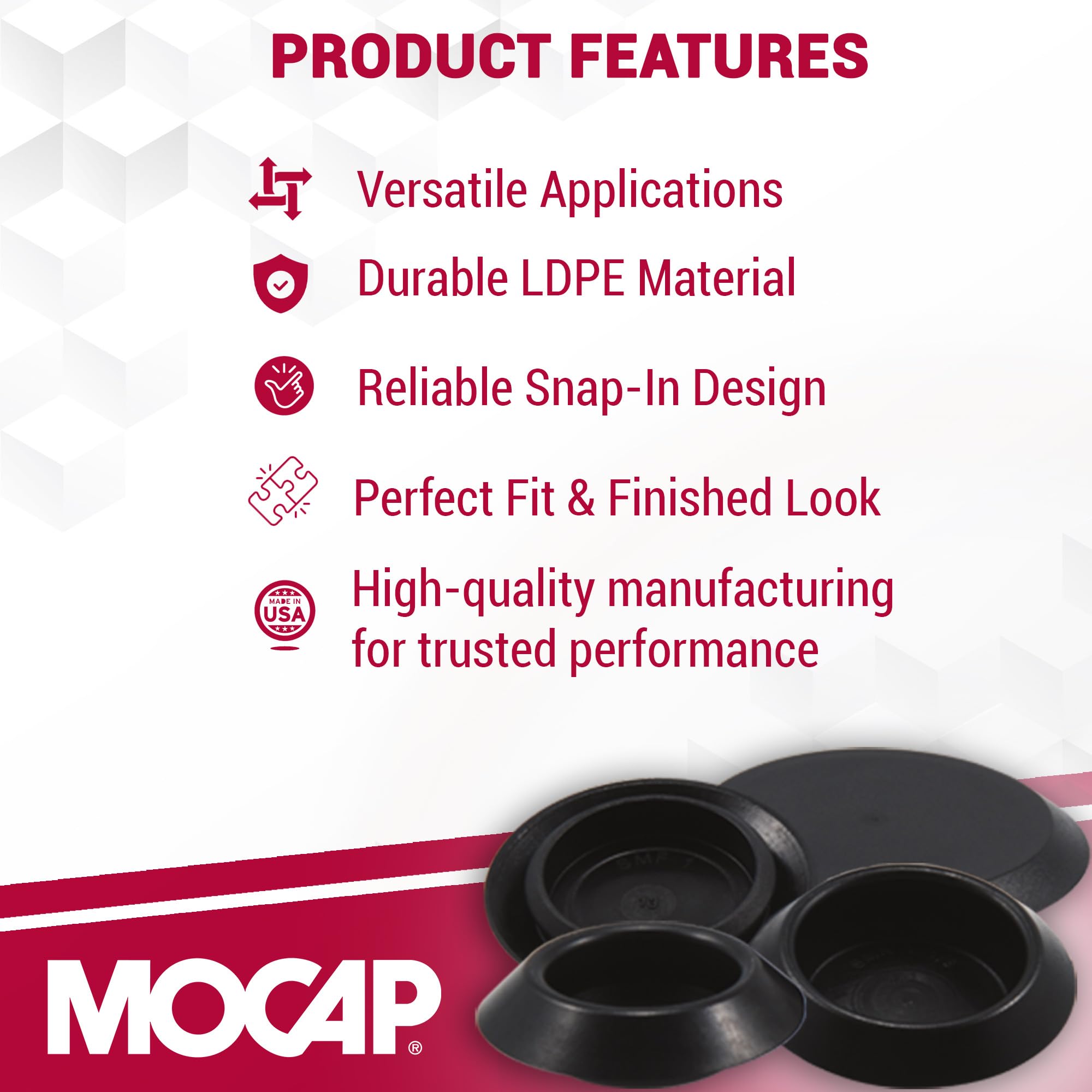 MOCAP Black Flush Sheet Metal Hole Plug for 0.750