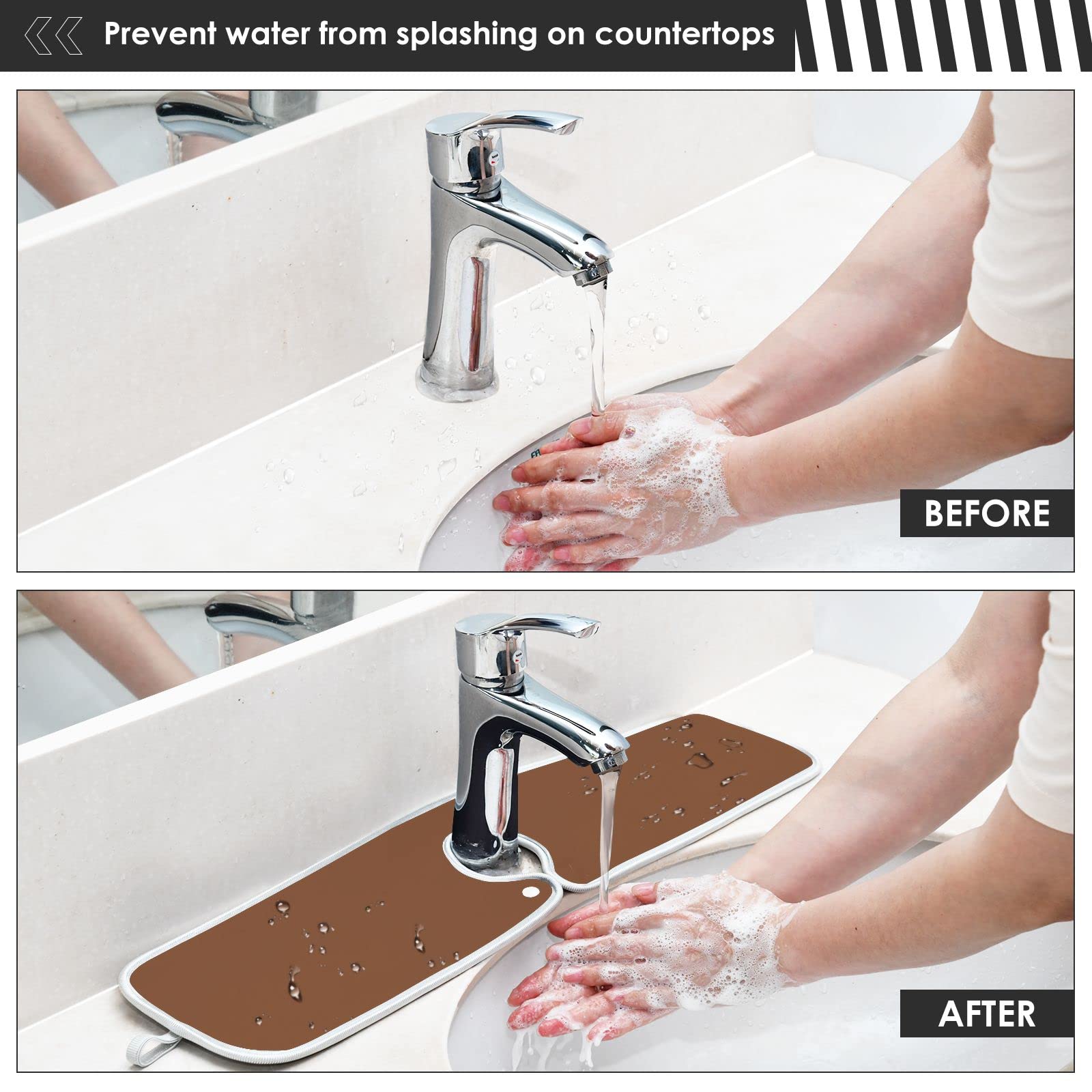 Terracotta Sink Splash Guard Mat - 2pcs, Fast Drying for Kitchen Countertop