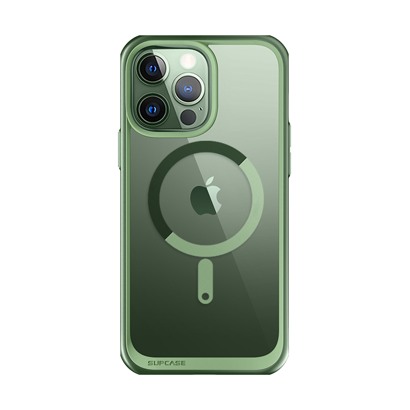 iPhone 13 Pro Case 6.1 Inch - Unicorn Beetle MAG Slim Clear Protective Cover with MagSafe Compatible in Green | Perfect for Everyday Use, Travel & Wireless Charging