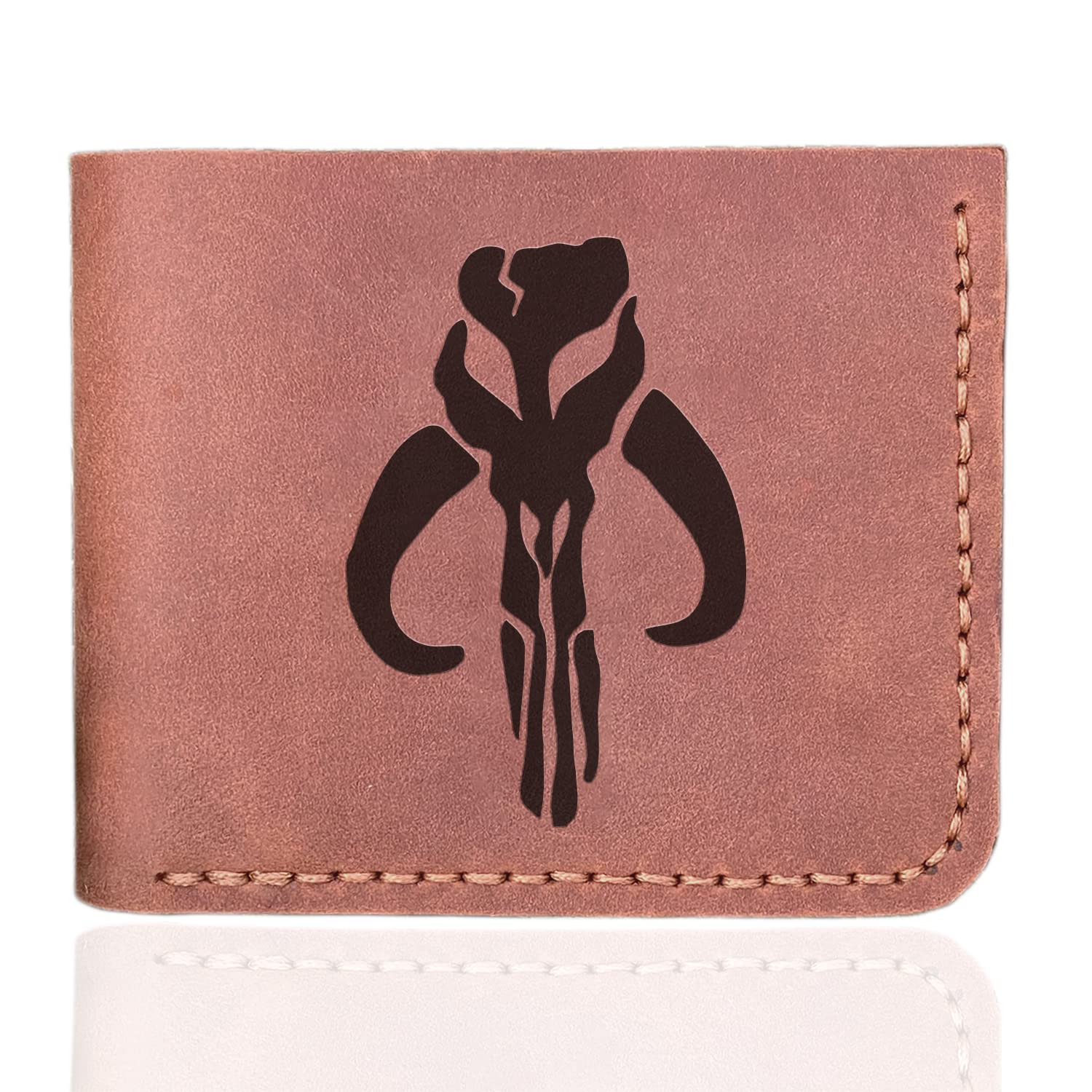 **Mandalorian Boba Fett Leather Wallet for Men - Handmade Hand-Stitched Genuine Leather Wallet - Perfect Gift for Dad, Husband, Boyfriend - Christmas, Birthday, Anniversary Gift - Ideal for Cosplay, Star Wars Fans & Collectors**