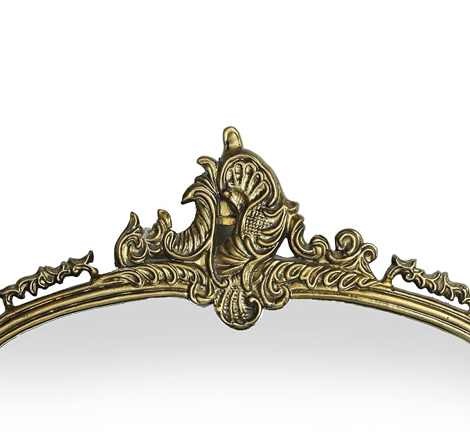 Corsica Victorian Arched Full Length Mirror - Handcrafted Metal Frame in Glam Gold | Elegant Home Decor for Bedroom, Living Room & Entryway