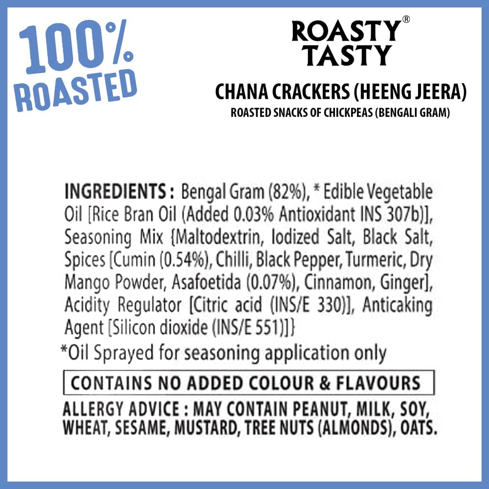Roasty Tasty Heeng Jeera Chana Crackers - Crunchy Chickpeas Snacks | Healthy Protein-Rich Namkeen | No Preservatives, Cholesterol & Transfat Free Diet Food (200g) | Perfect for Office Snacks, Travel & Weight Management