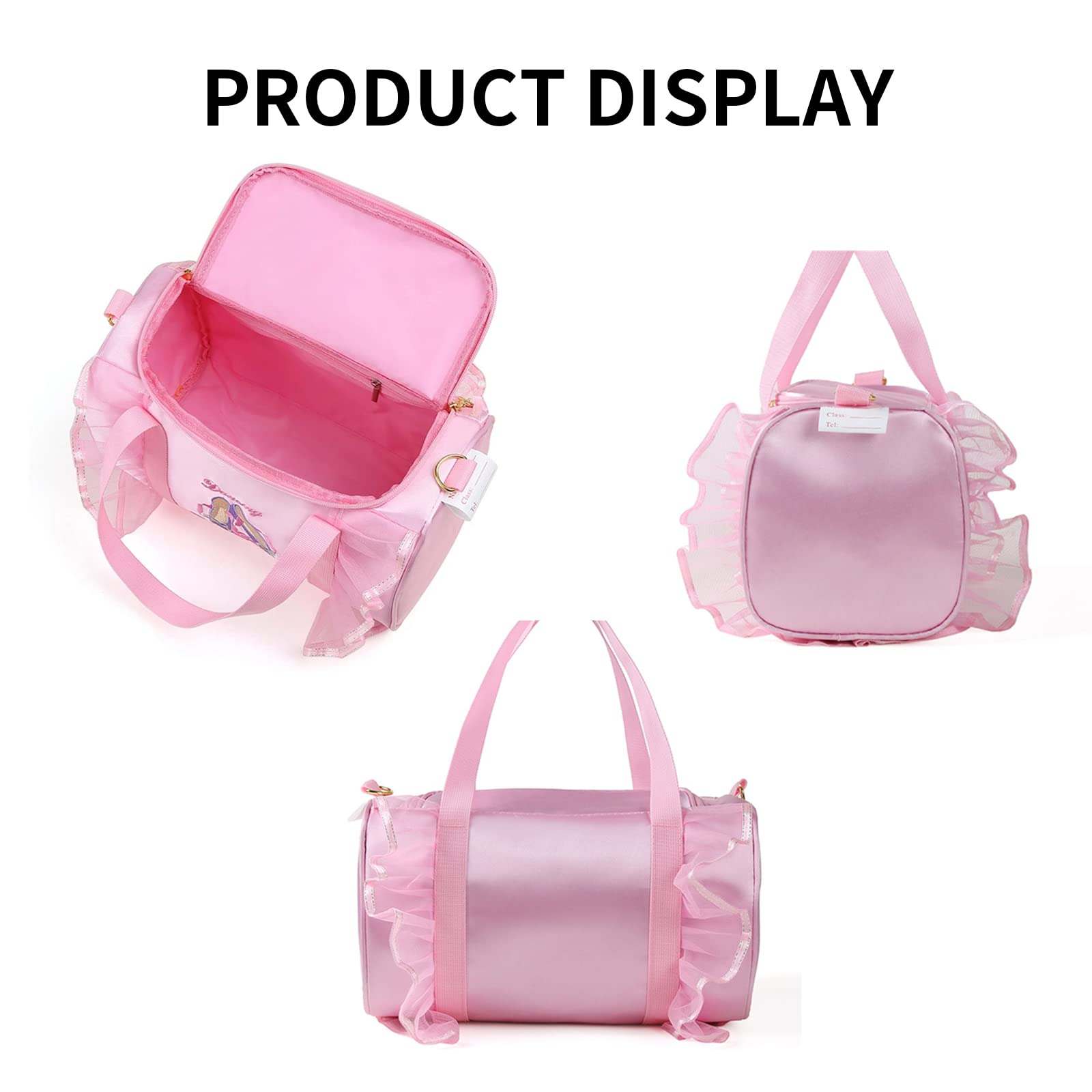 Personalized Kids Ballet Dance Bag - Large Capacity Waterproof Tote for Girls | Custom Dance Duffle Bag with Pink Lace | Perfect for Ballet Classes, Yoga Practice & Travel Accessories