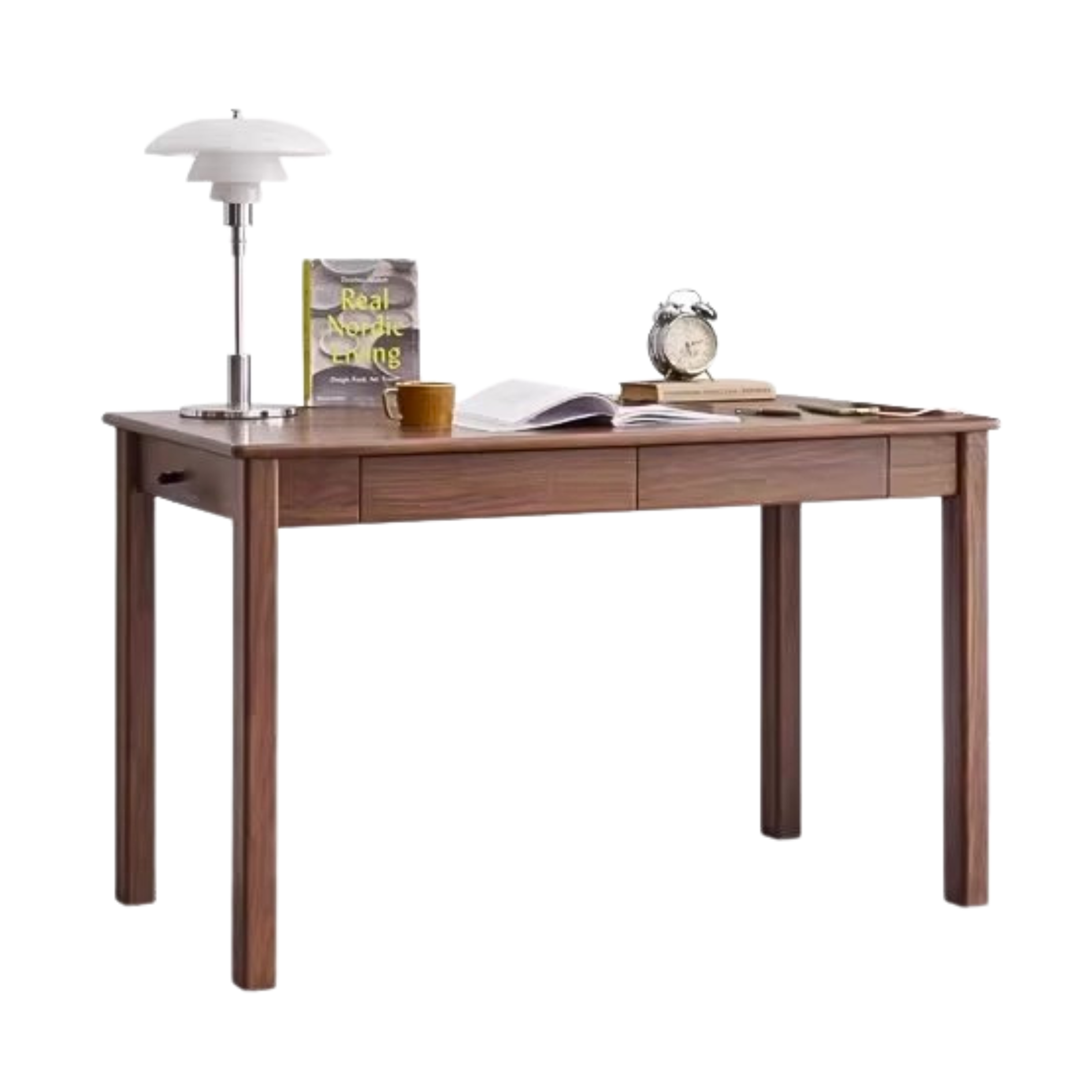 47.2x25.6x29.5 inch / 120x65x75сm / Rich Dark Walnut color / Black walnut double drawer desk