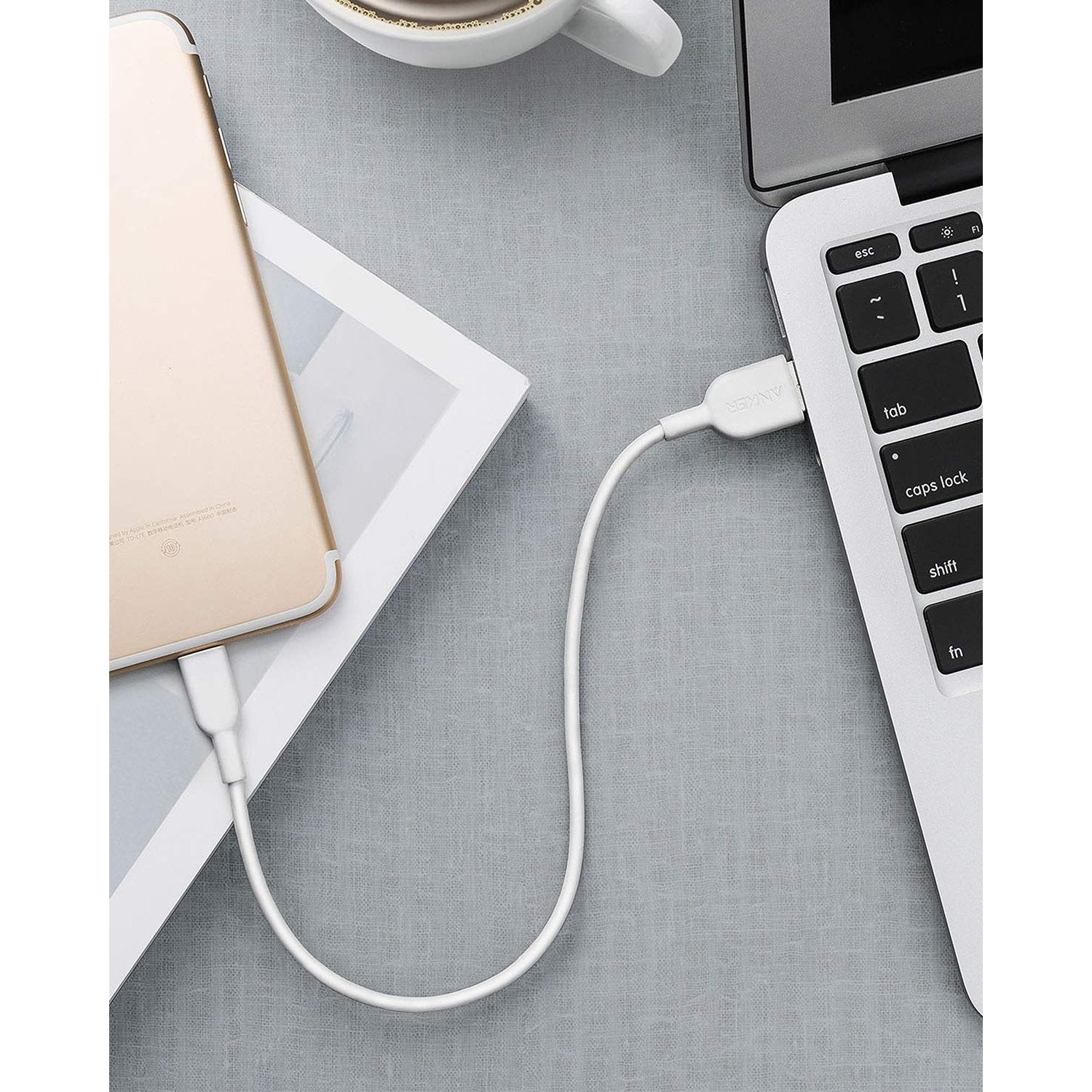 Anker PowerLine II 30cm (1ft) Short Lightning Cable - MFi Certified iPhone Charger Cord, Fast Charging & Durable for iPhone 14/13/12/11/X/8/7 - Perfect for Home, Office, Car & Travel Use (White)