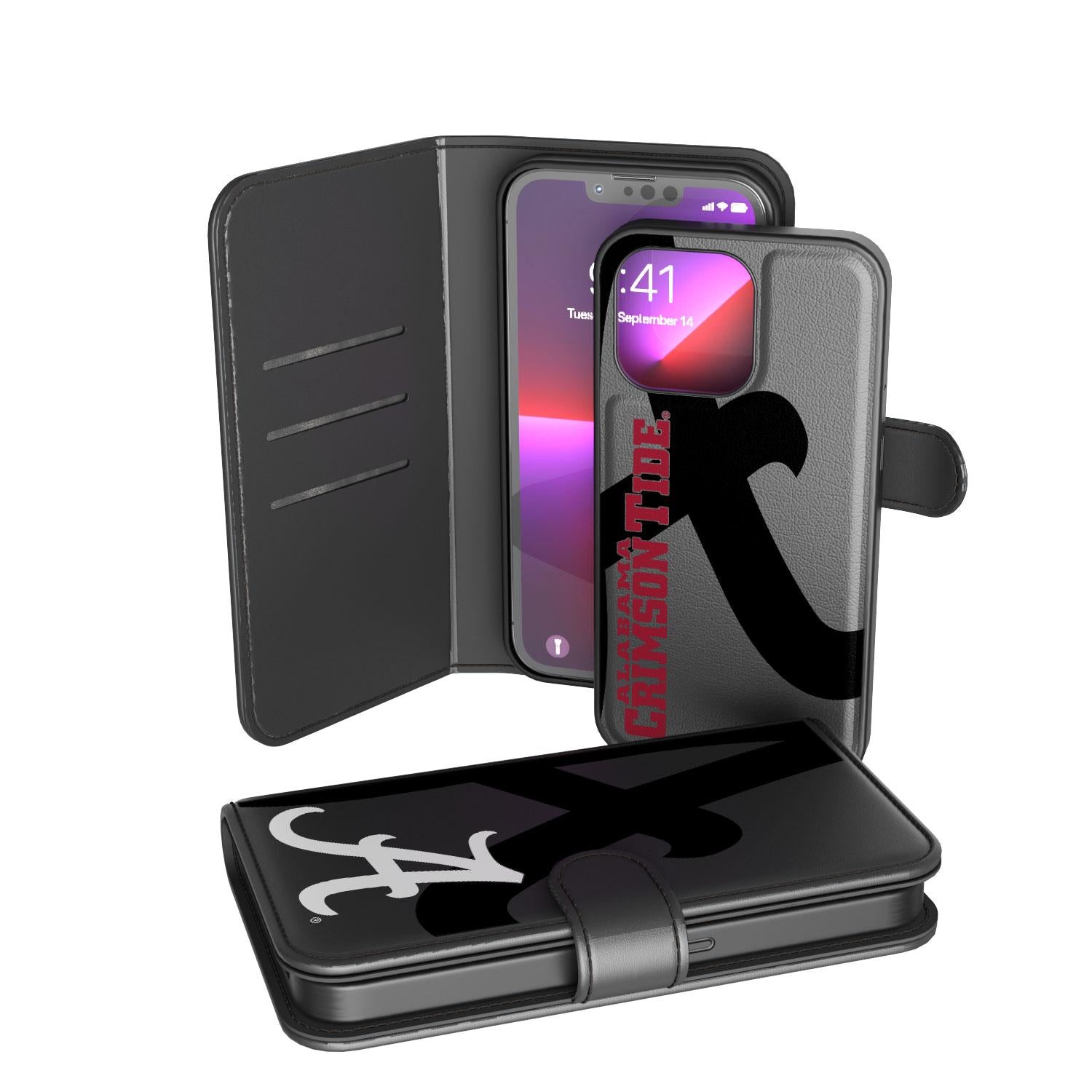 Alabama Crimson Tide Tilt Wallet Case for iPhone 15 Pro Max - Slim RFID Blocking Credit Card Holder with Kickstand | Perfect for Game Day, Travel & Everyday Use
