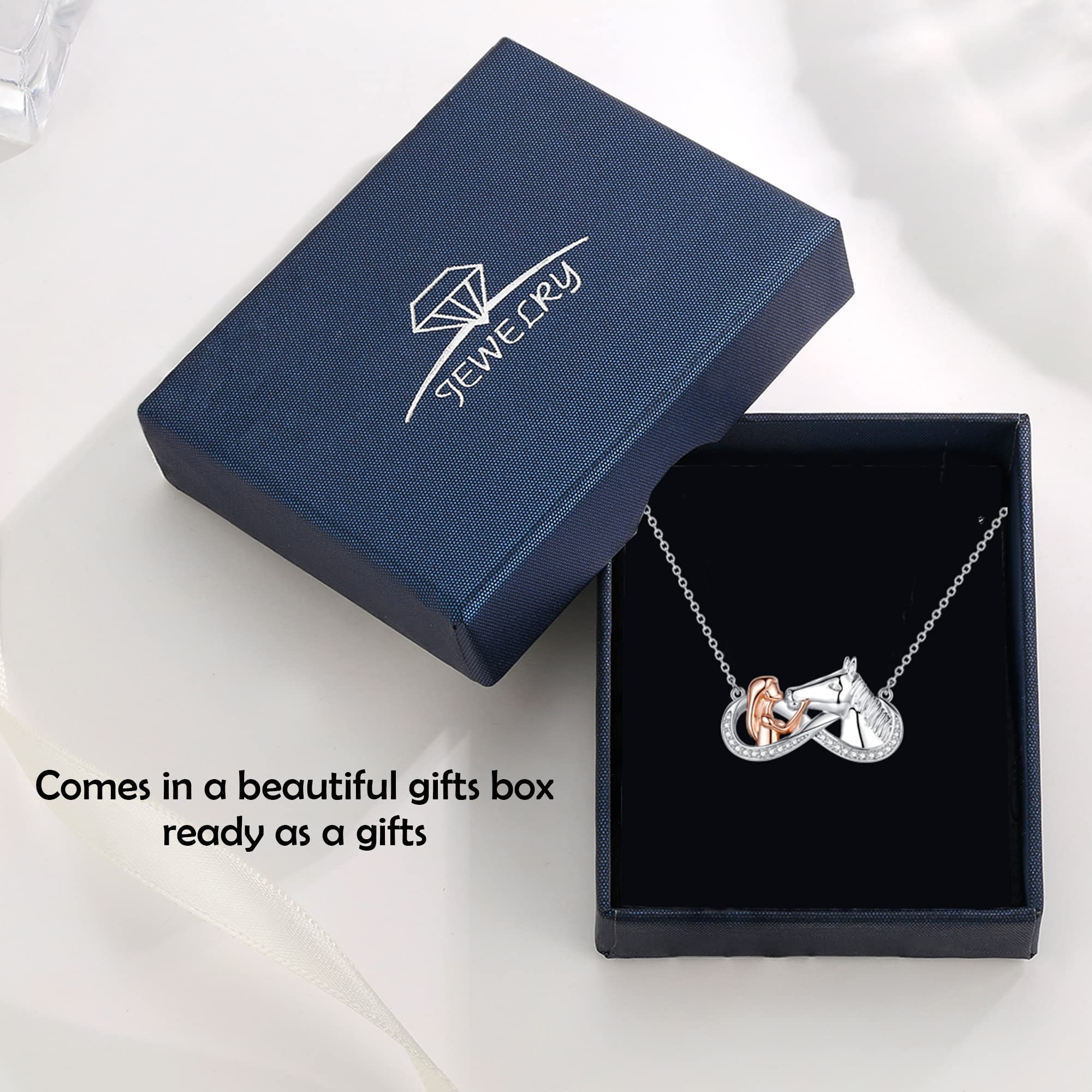 LYTOPTOP Sterling Silver Horse Necklace for Women & Girls - Infinity Cubic Zirconia Pendant Jewelry - Perfect Gift for Teenagers, Daughters & Horse Lovers - Elegant Everyday Wear & Special Occasions
