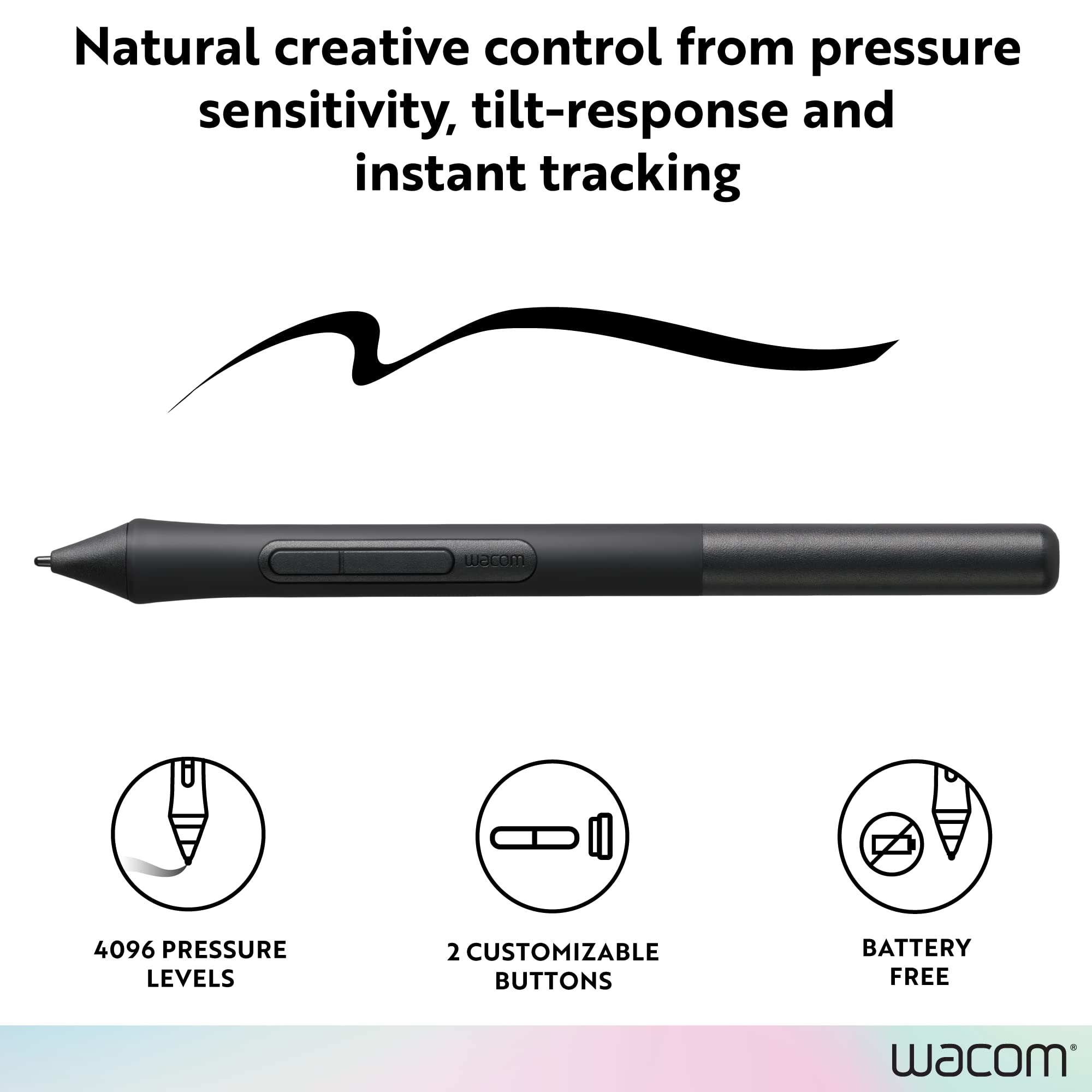 Wacom LP1100K 4K Digital Pen for Intuos Tablet - Black Stylus with 4K Pressure Sensitivity | Perfect for Digital Art, Graphic Design & Note-Taking