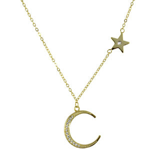 Moon and Star Necklace for Women - Elegant Celestial Jewelry - Perfect for Gifts, Parties, and Everyday Wear