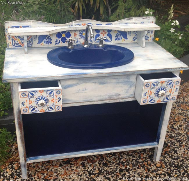 Authentic Talavera Tiles - Hand-Painted Mexican Wall & Furniture Stencils for Home Decor, Kitchen Backsplash, and Bathroom Renovation