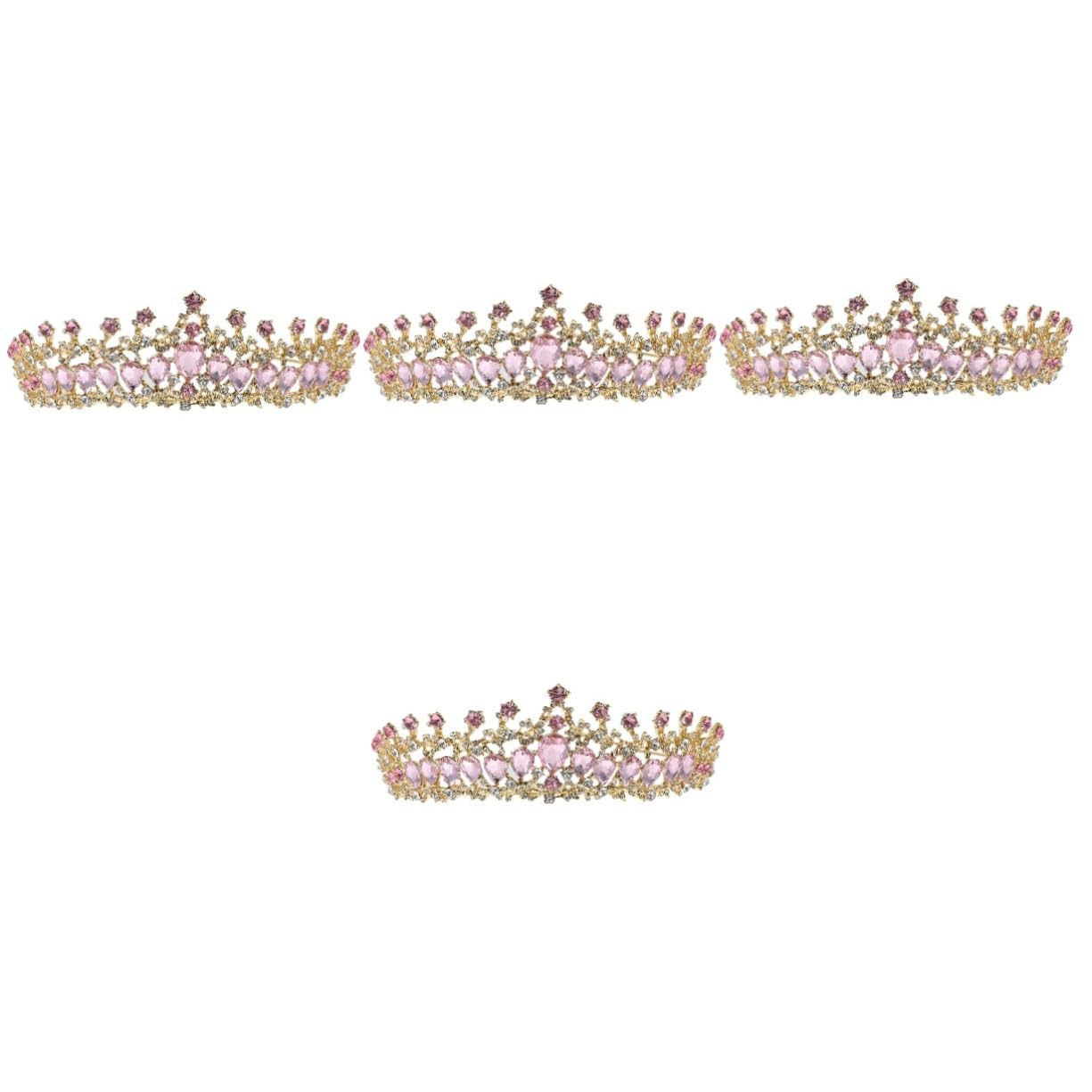 FRCOLOR 4pcs Bridal Crown Headpiece - Alloy Rhinestone Tiara for Wedding, Birthday & Special Events - Queen Headband Headdress for Bride, Bridal Party & Cosplay