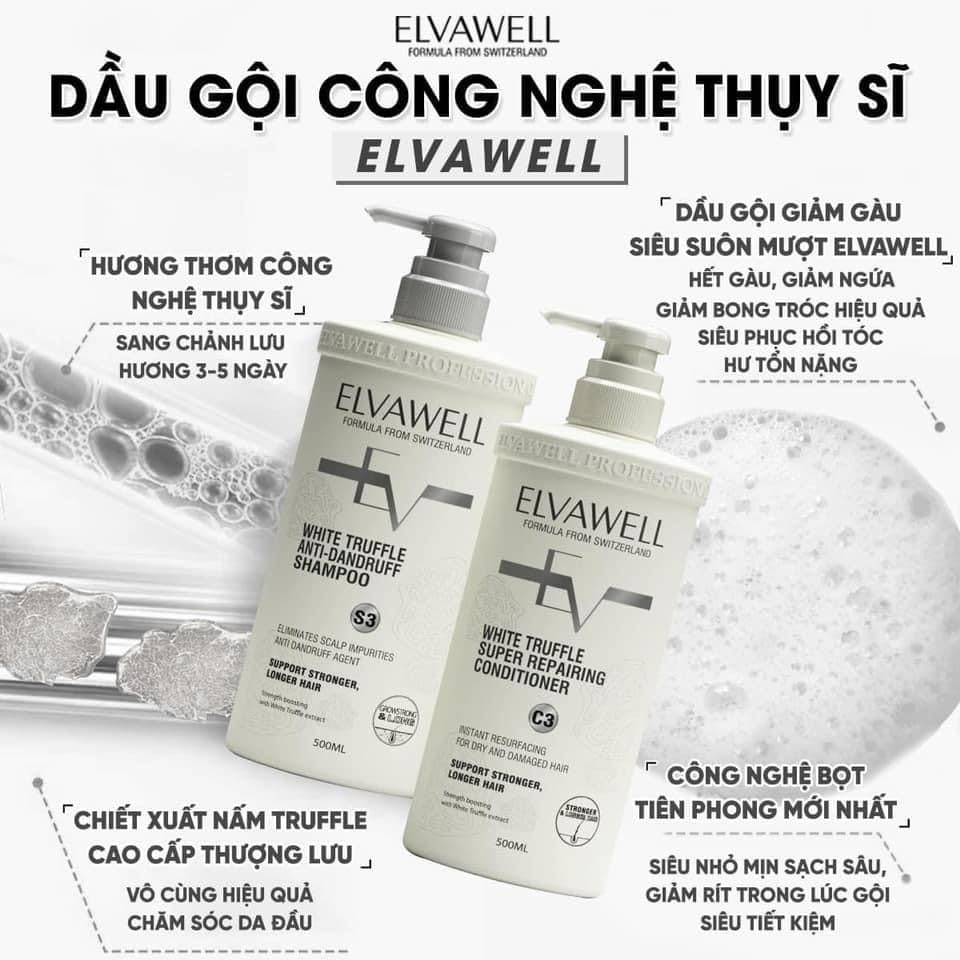 Elvawell White Truffle Anti-Dandruff Shampoo & Repairing Conditioner Set - 1000ml (33.8 fl oz) - Scalp Care for Dry, Itchy Scalp - Sulfate-Free & Hydrating for Daily Hair Care Routine
